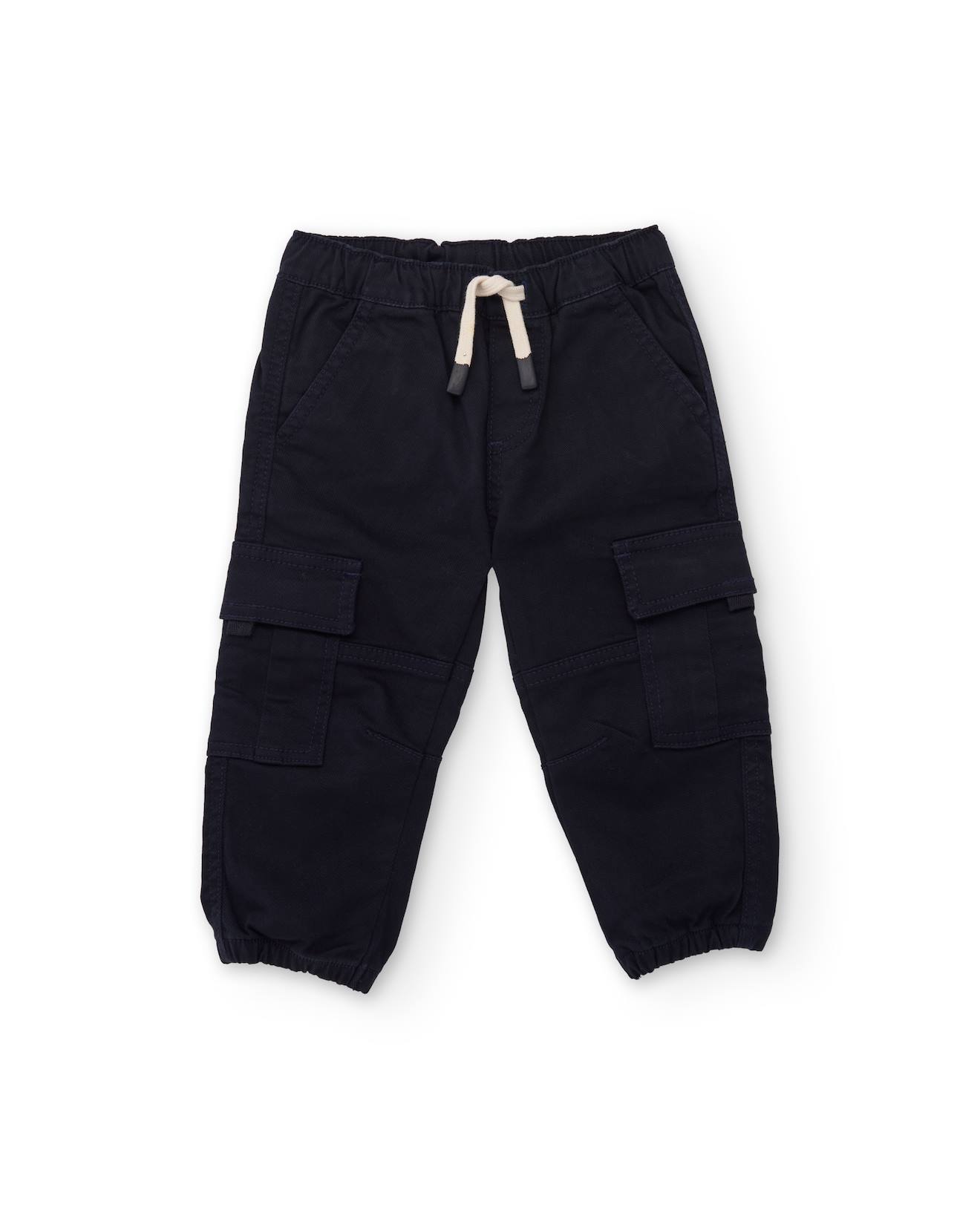 Pantalon Cargo Bébé Garçon En Toile Résistante Avec Poches Bleu