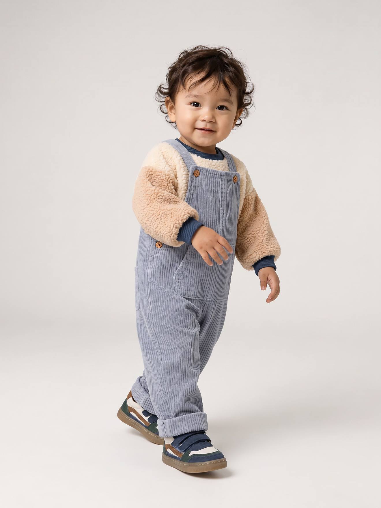 Ensemble salopette et sweat bébé bleu grisé