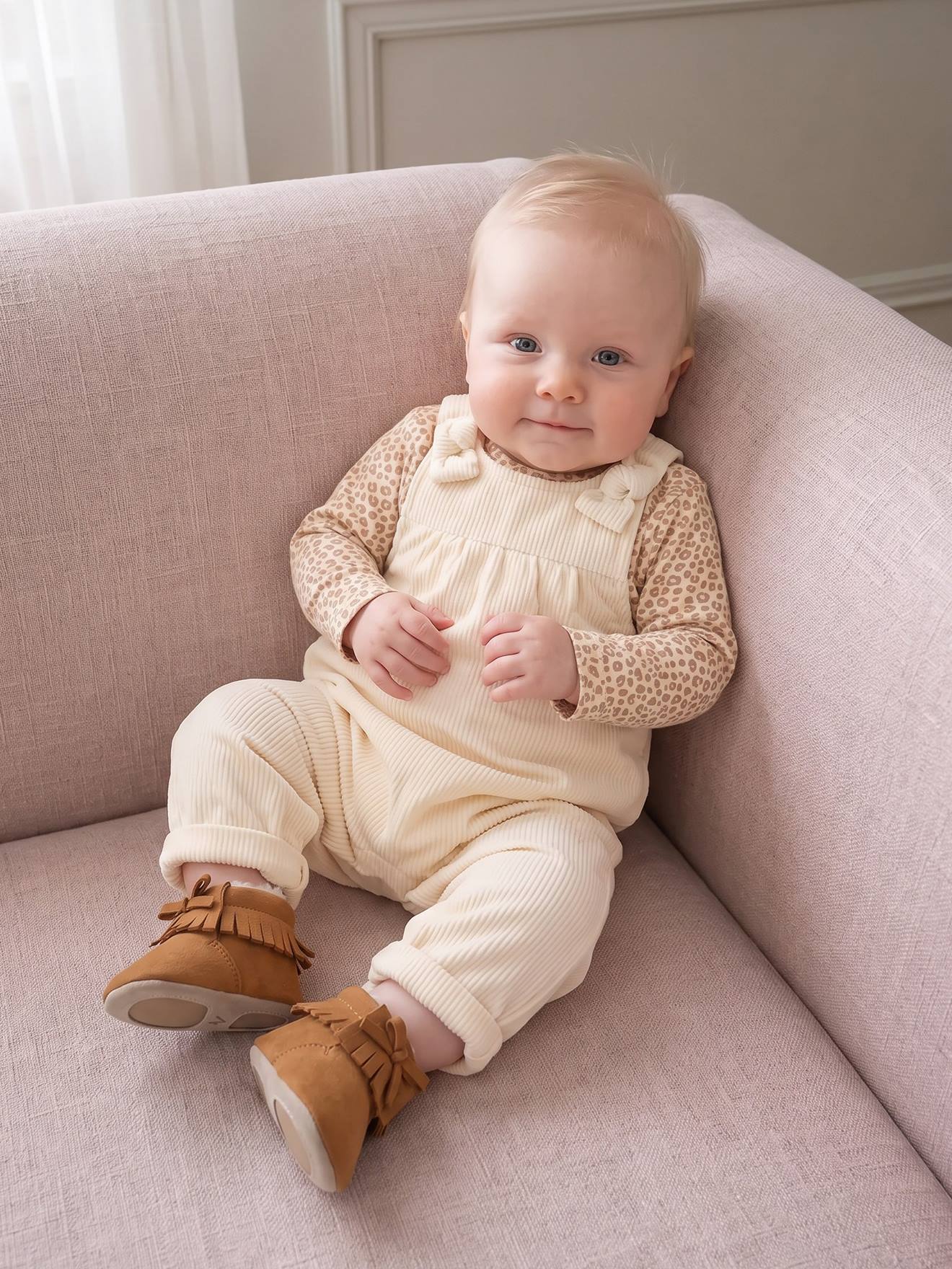 Ensemble salopette et body bébé fille vanille (Vertbaudet) - Image 2