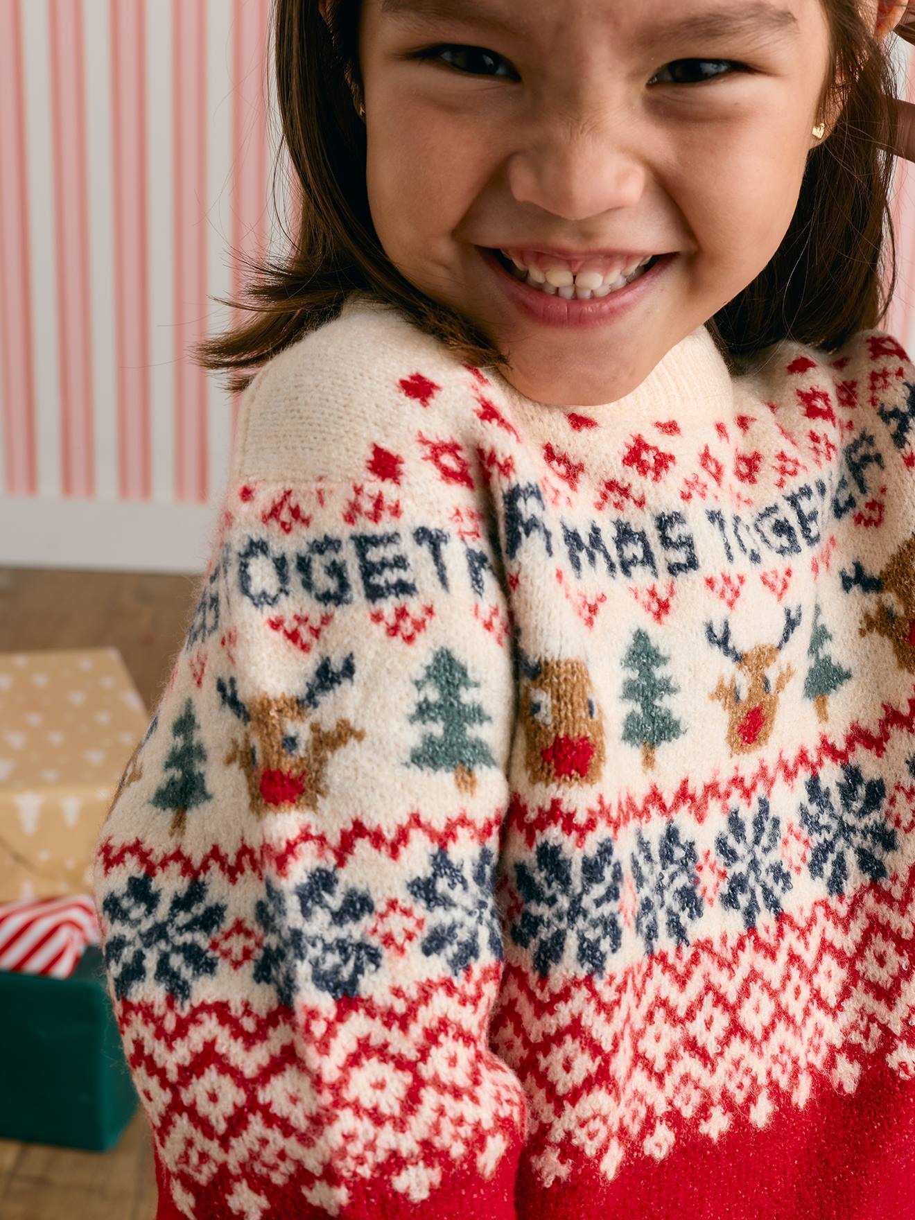 Pull de Noël manches longues Capsule Famille rouge