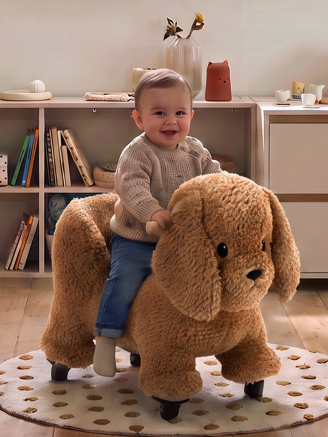 Porteur animal à roulettes en bois FSC® chien