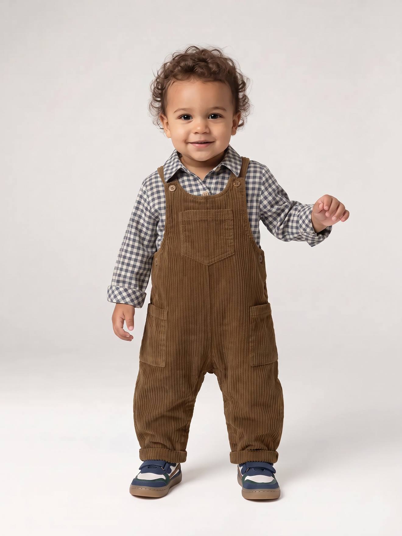 Ensemble salopette chemise bébé garçon olive