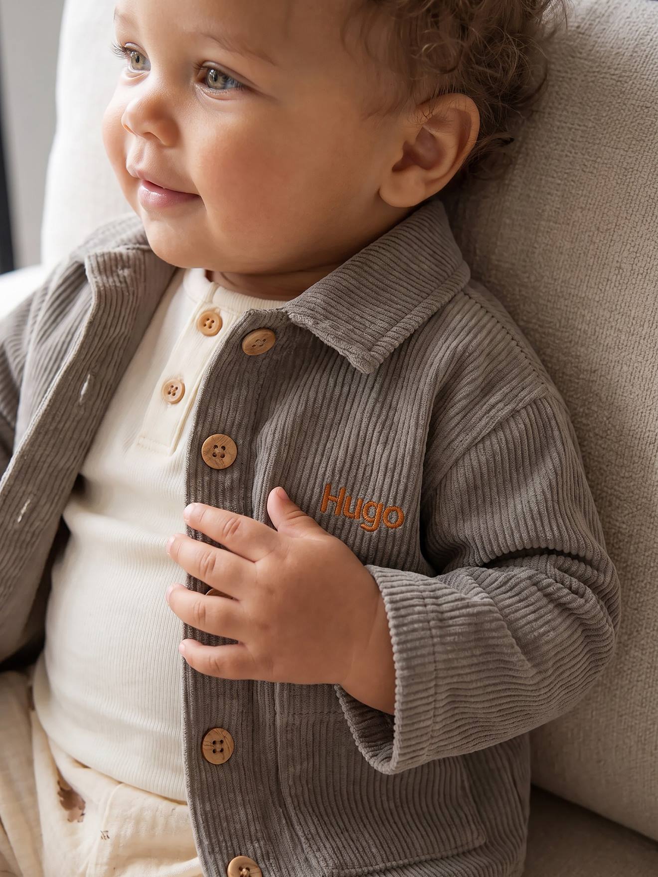 Ensemble surchemise et T-shirt bébé personnalisable kaki