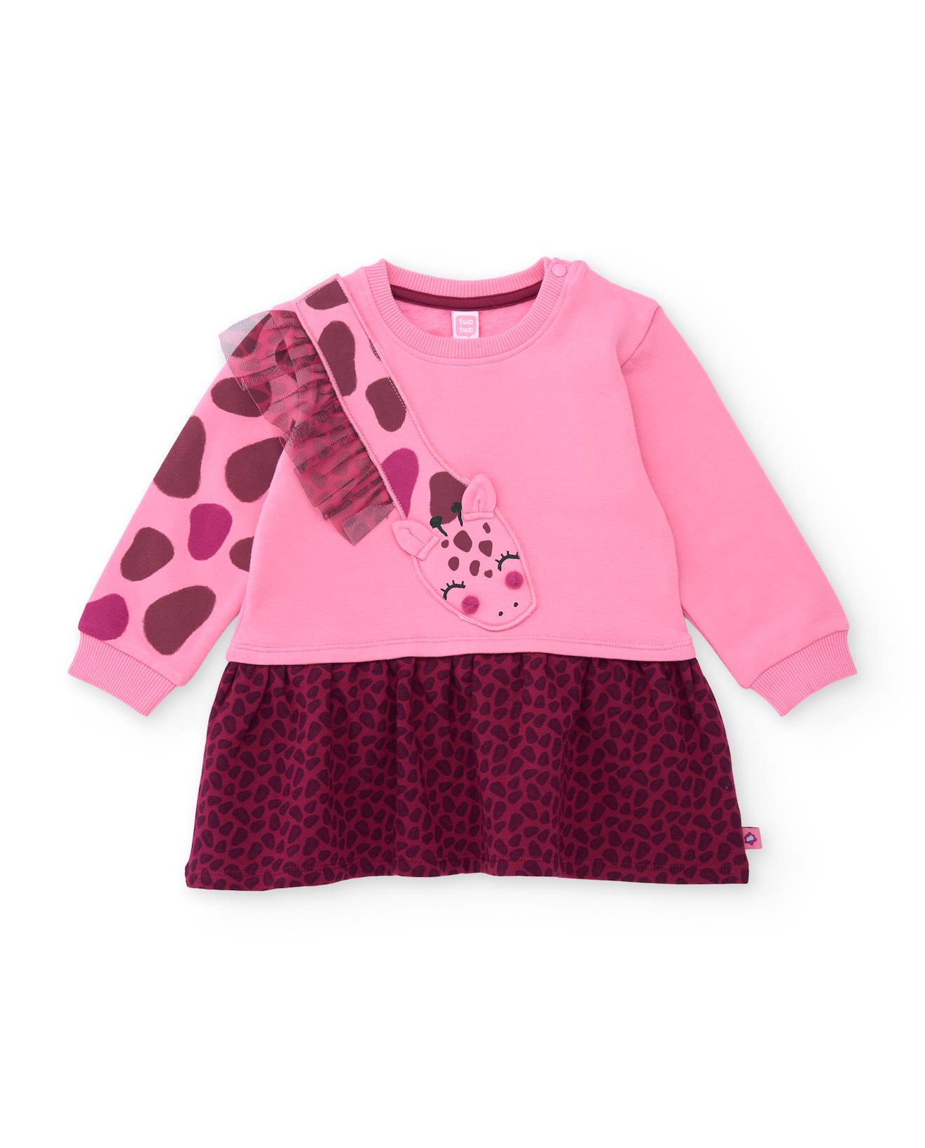 Robe Fille En Molleton À Imprimé Animal Et Jupe En Tulle Rose