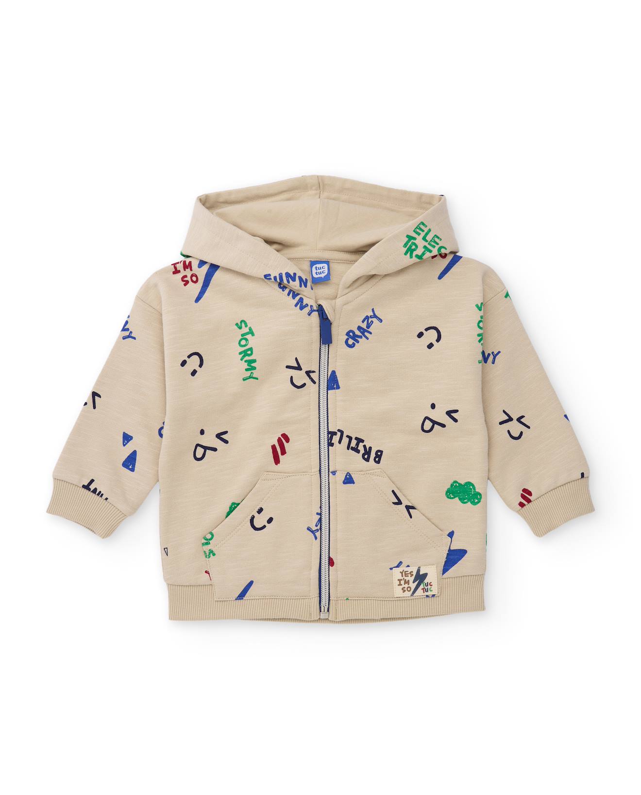Veste Zippée Garçon En Molleton À Capuche Style Urbain Beige