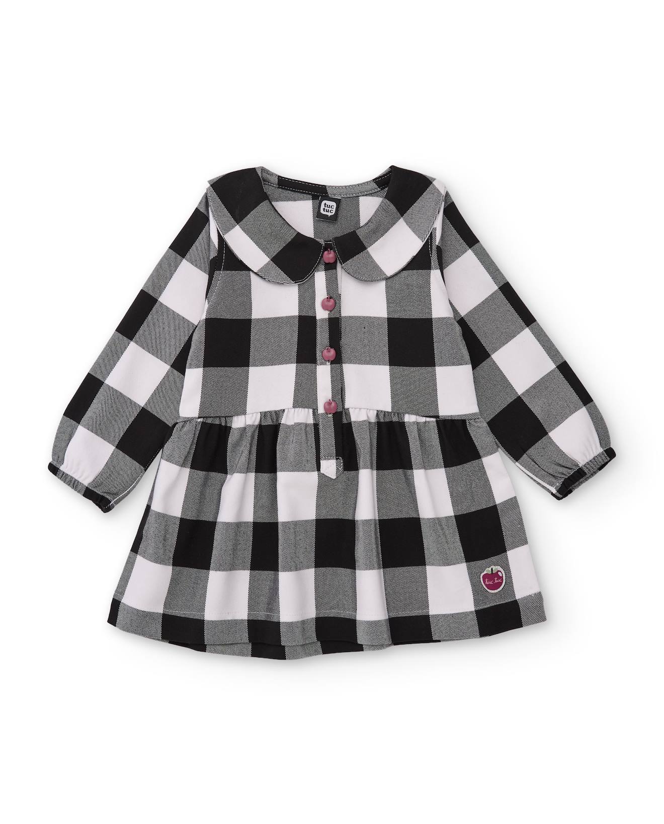 Robe Bébé Fille À Carreaux Et Col Claudine Gris