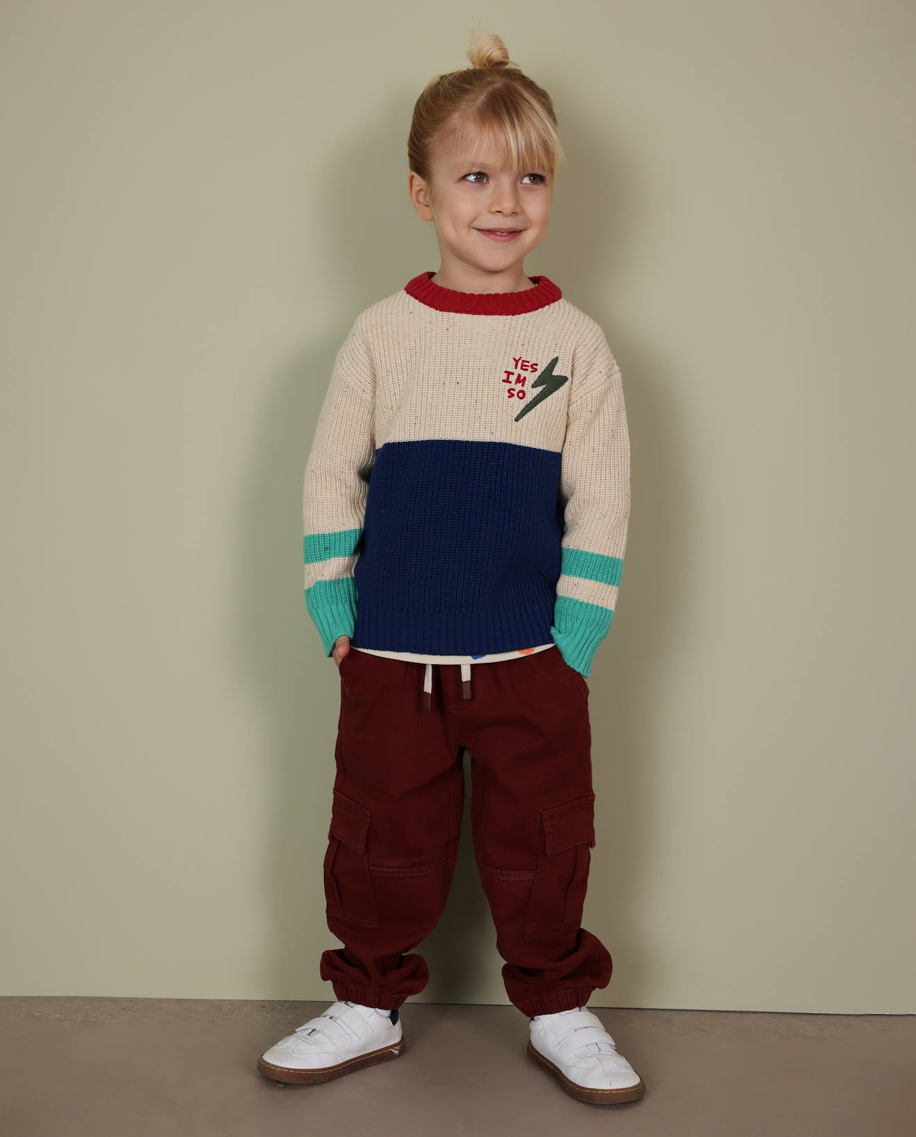 Pantalon Cargo Garçon En Toile Avec Poches Et Taille Élastique Rouge