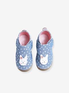 Chaussures-Chaussures bébé 17-26-Chaussons-Chaussons scratchés bébé fille en chambray