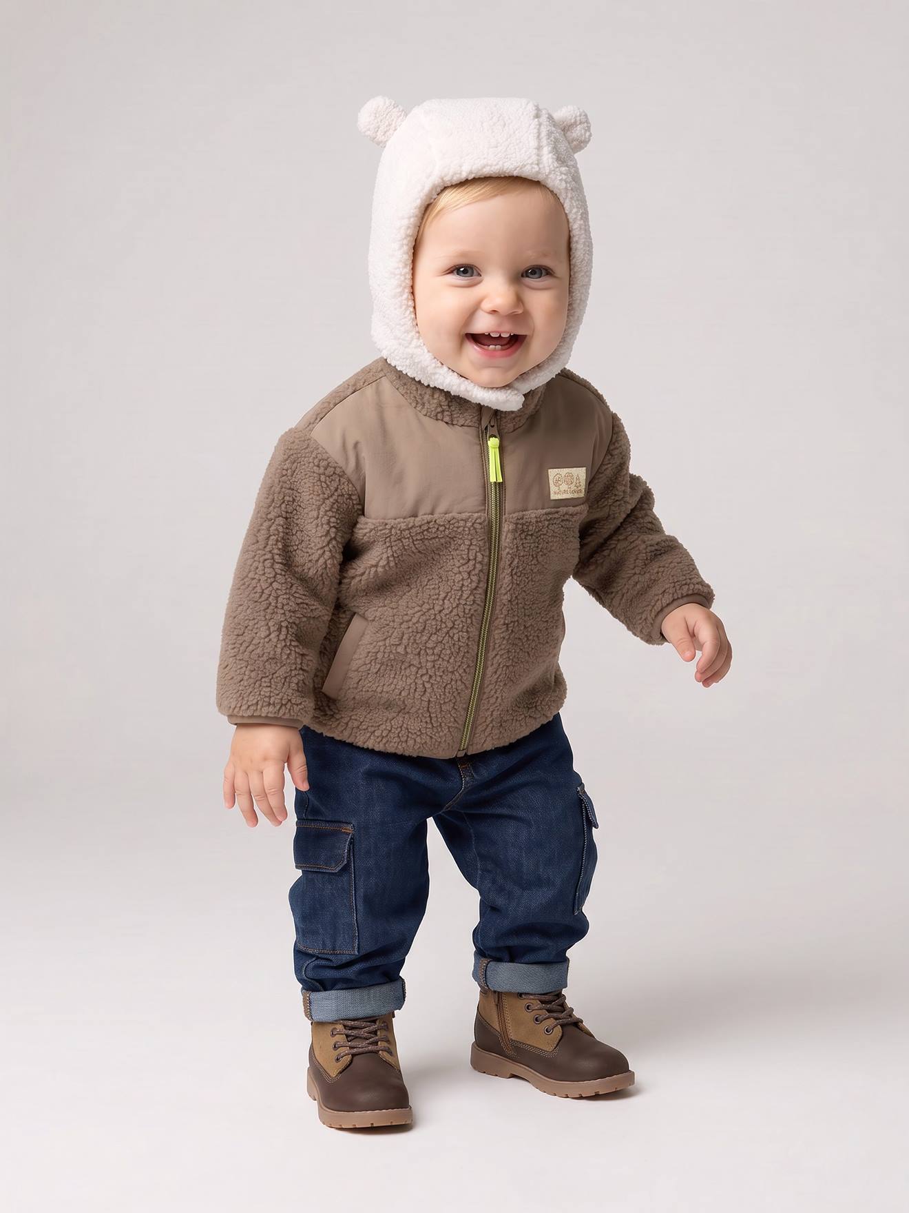Veste zippée bébé garçon taupe
