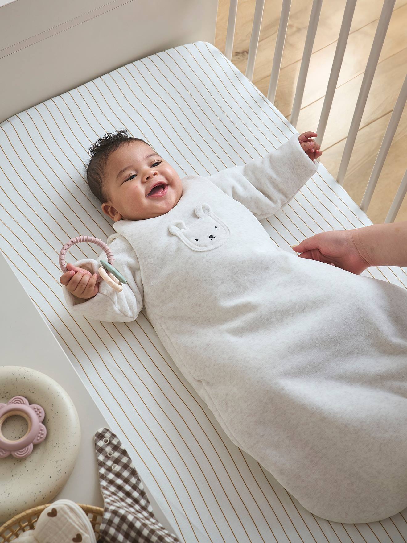 Gigoteuse velours manches amovibles` beige chiné Gigoteuse velours manches amovibles` beige chiné