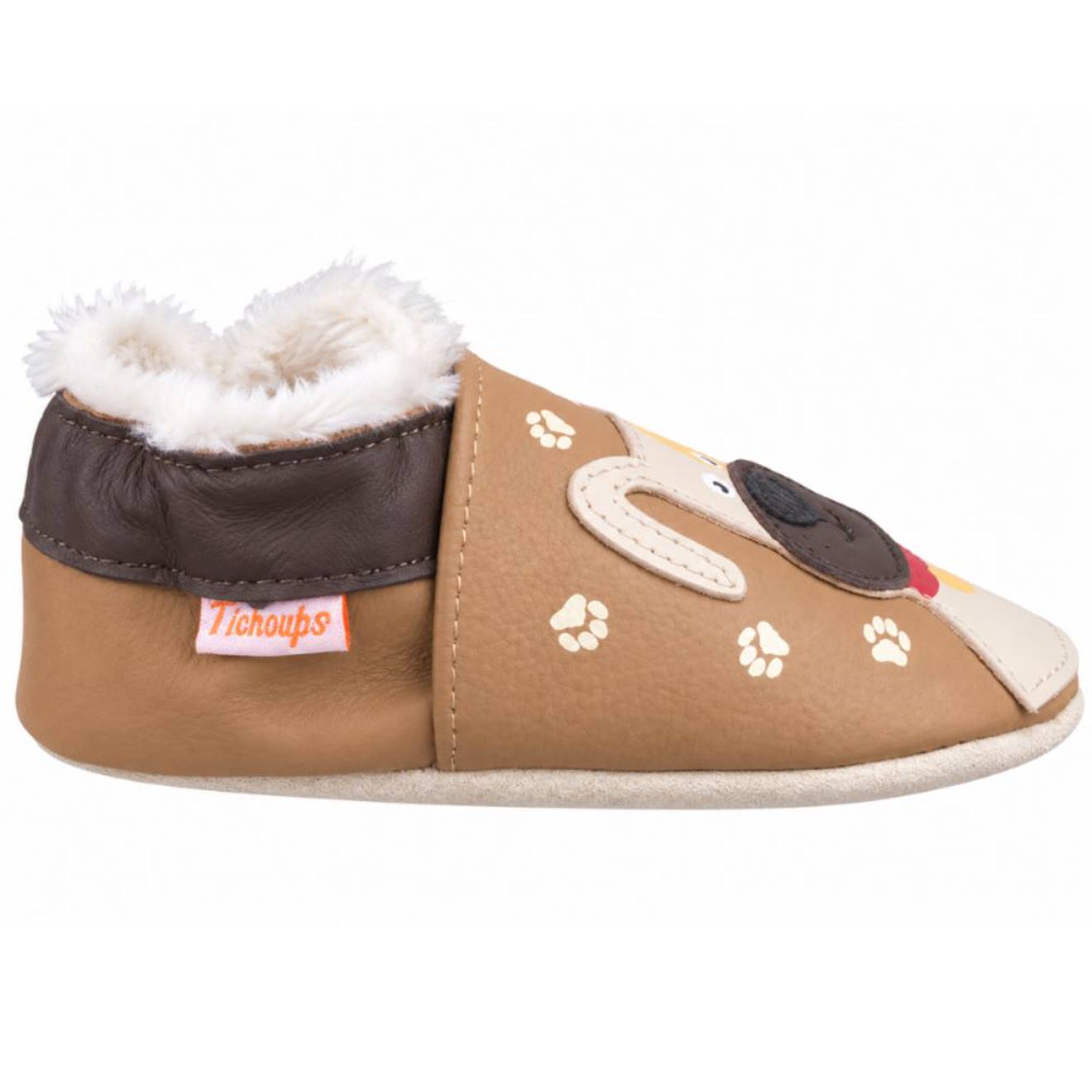 Chaussons Bébé Cuir Souple Fourrés Adrien Le Chien Marron Chaussons Bébé Cuir Souple Fourrés Adrien Le Chien Marron