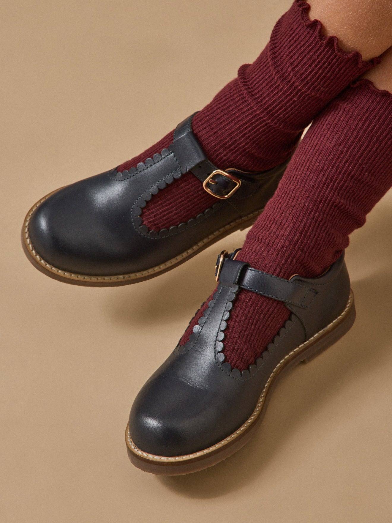 Salomés En Cuir Fille Marine Salomés En Cuir Fille Marine