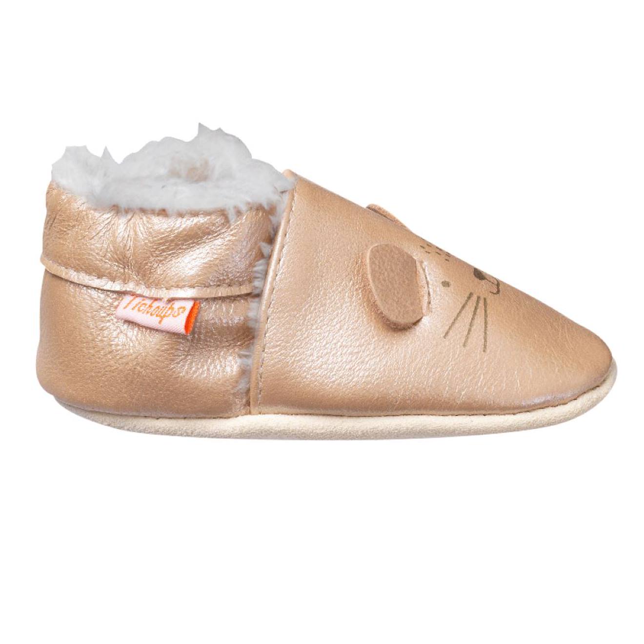Chaussons Cuir Souple Rosie La Souris Beige