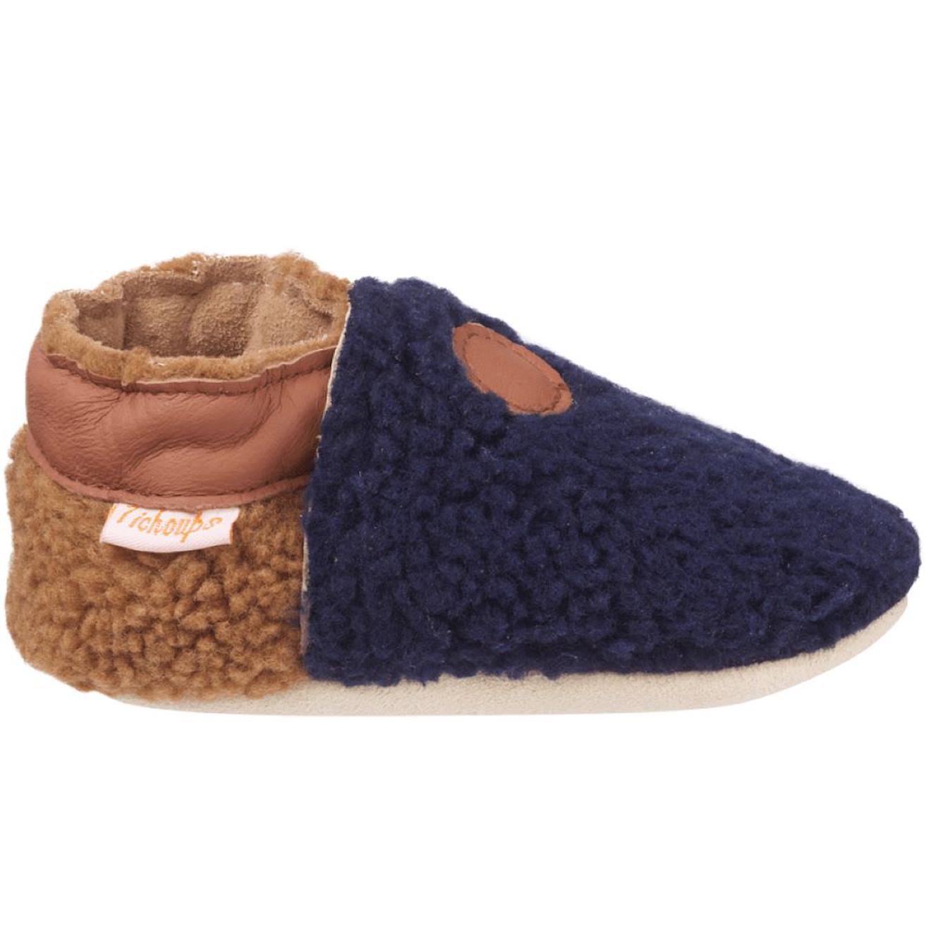 Chaussons Enfant Cuir Souple Bouclettes Bleu Chaussons Enfant Cuir Souple Bouclettes Bleu