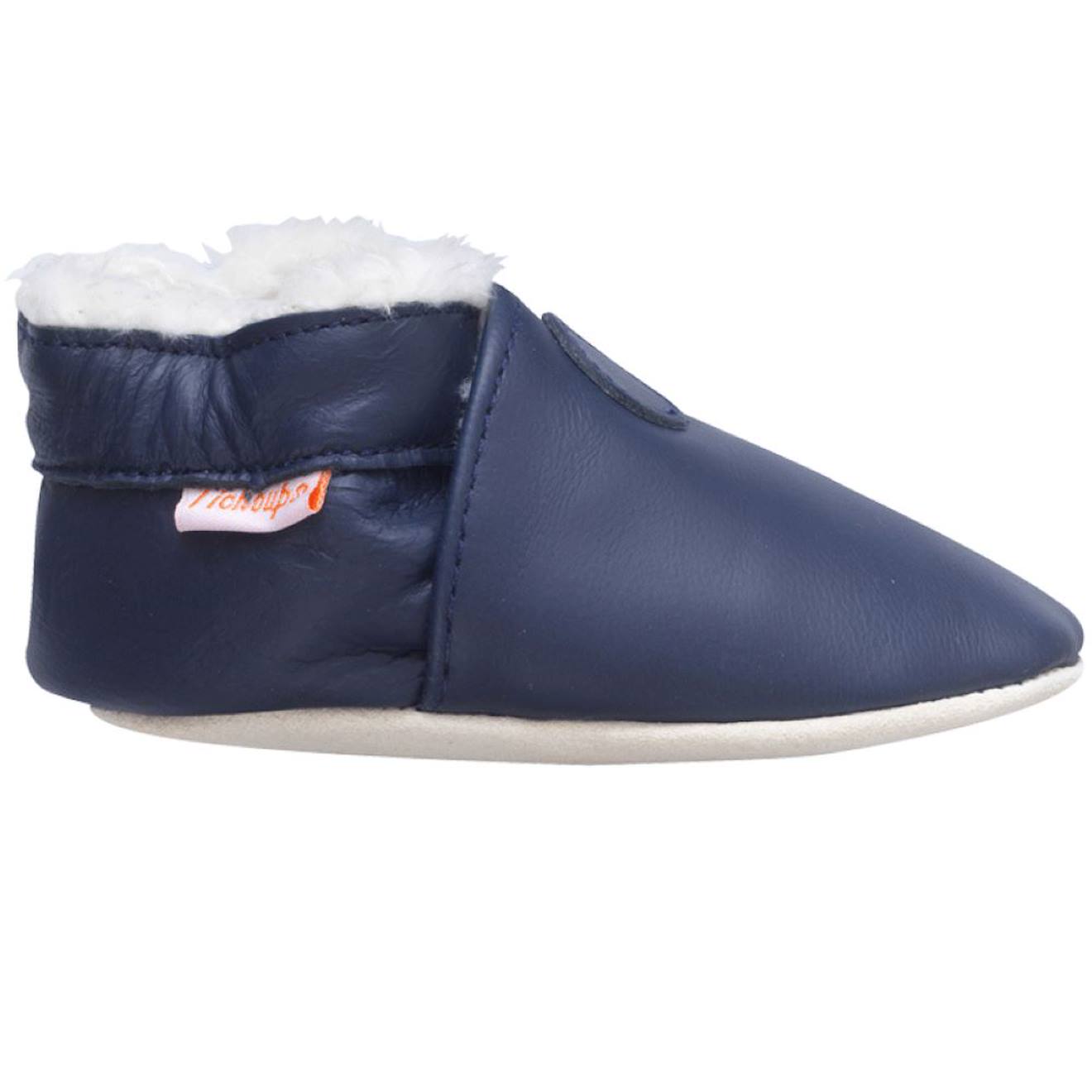 Chaussons Enfant Cuir Souple Uni Fourrés Bleu Chaussons Enfant Cuir Souple Uni Fourrés Bleu