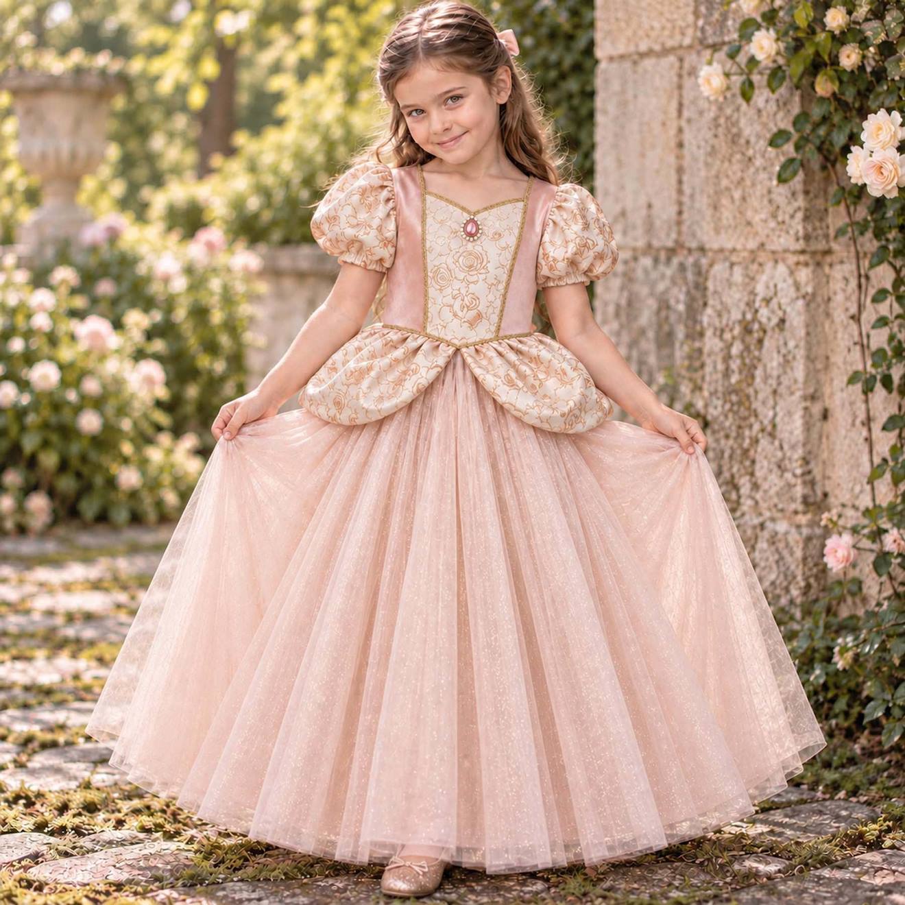 Déguisement Enfant Robe De Princesse Aurélia Rose