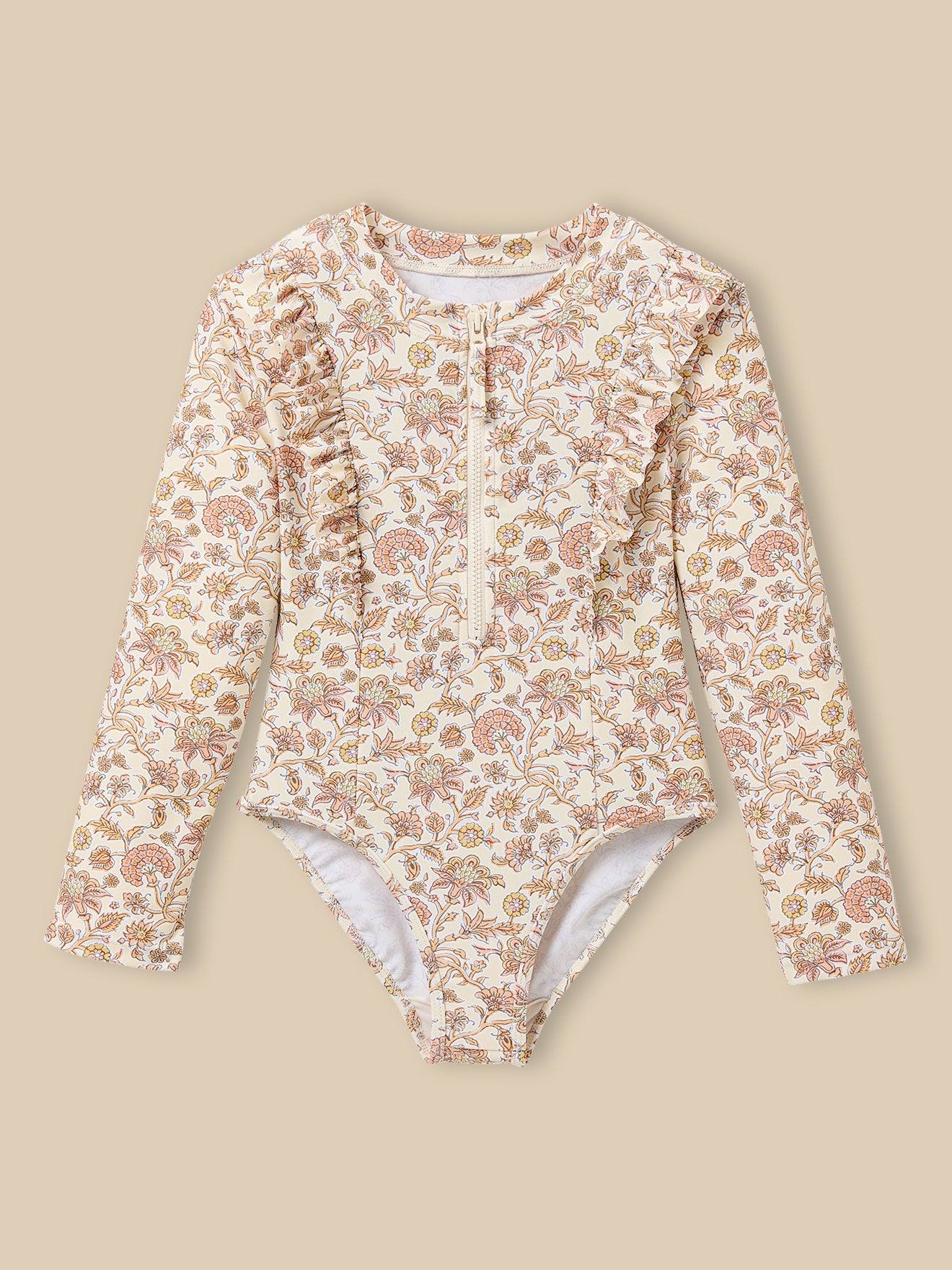 Maillot De Bain 1 Pièce Anti-uv Imprimé Bali Rose