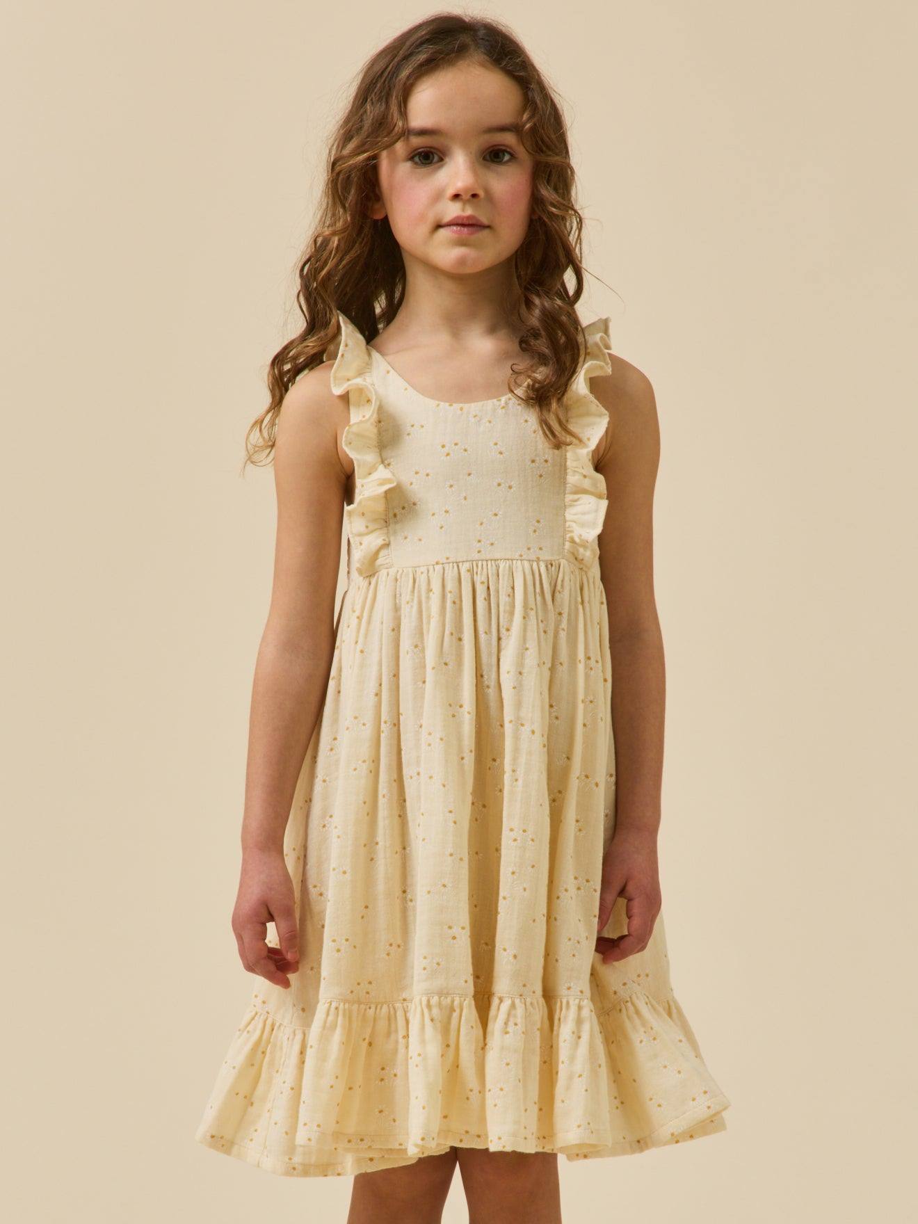 Robe Pâquerettes Fille Imprimé Paquerette Jaune