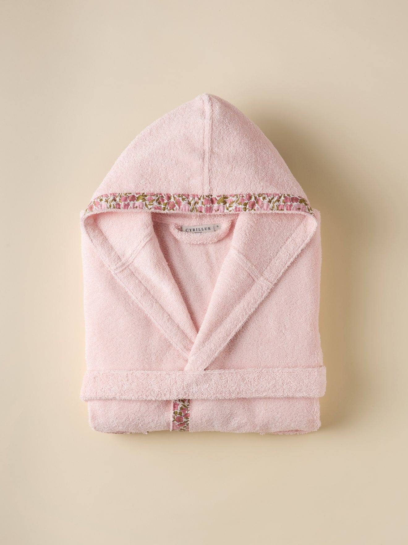 Peignoir Enfant En Éponge Et Tissu Liberty Rose Pale