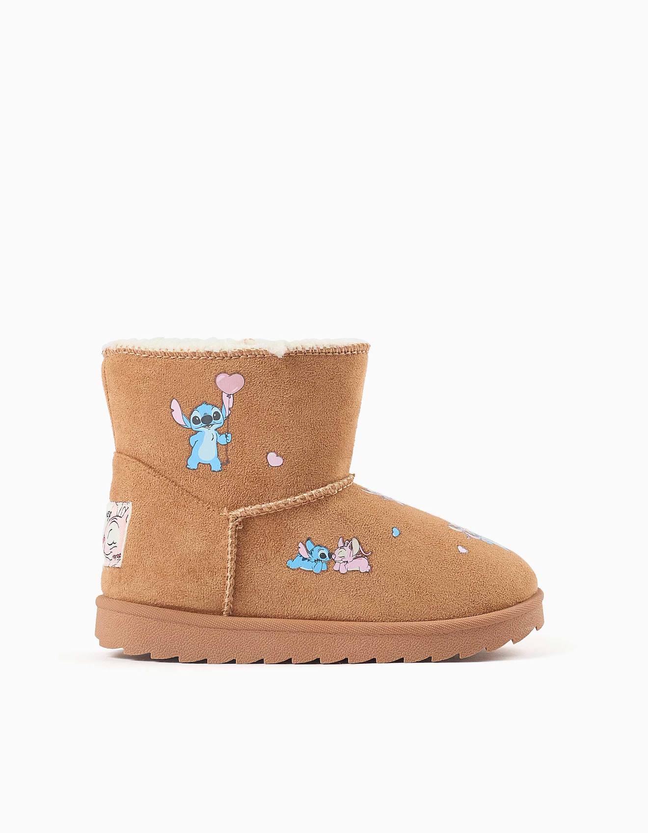 Bottines Avec Doublure En Peluche Douce Synthétique Et Imprimés Stitch Beige Foncé Bottines Avec Doublure En Peluche Douce Synthétique Et Imprimés Stitch Beige Foncé