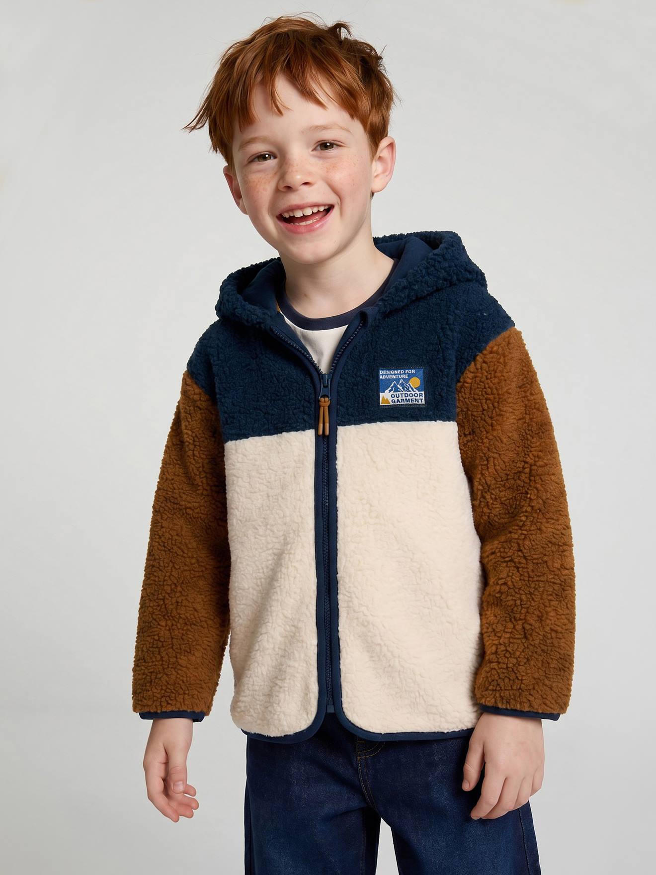 Gilet zippé à capuche garçon bleu moyen