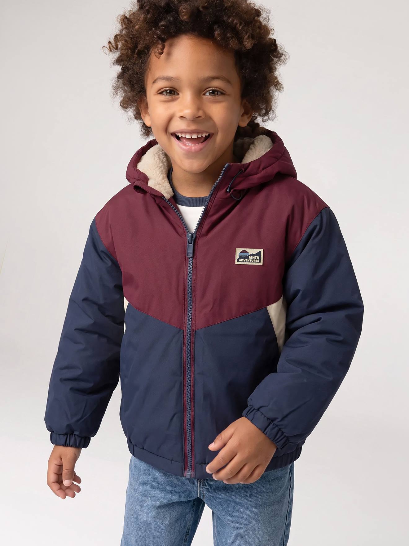 Blouson à capuche garçon bordeaux