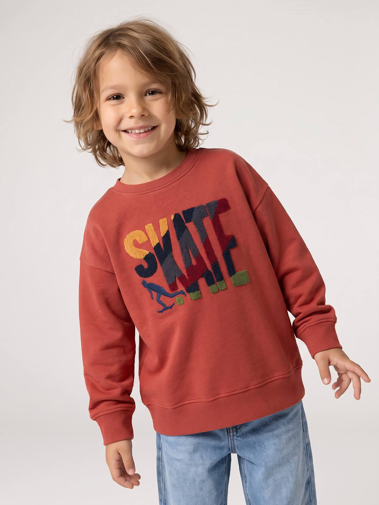 Sweat col rond garçon tomette