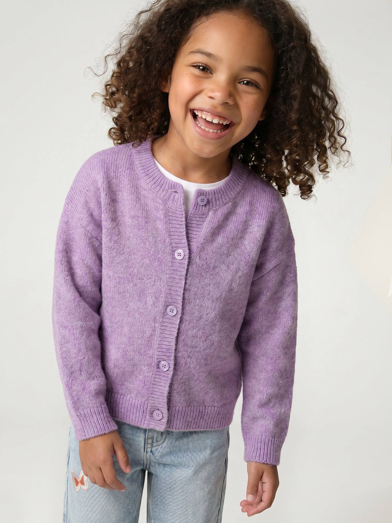 Gilet fille manches longues lavande Gilet fille manches longues lavande