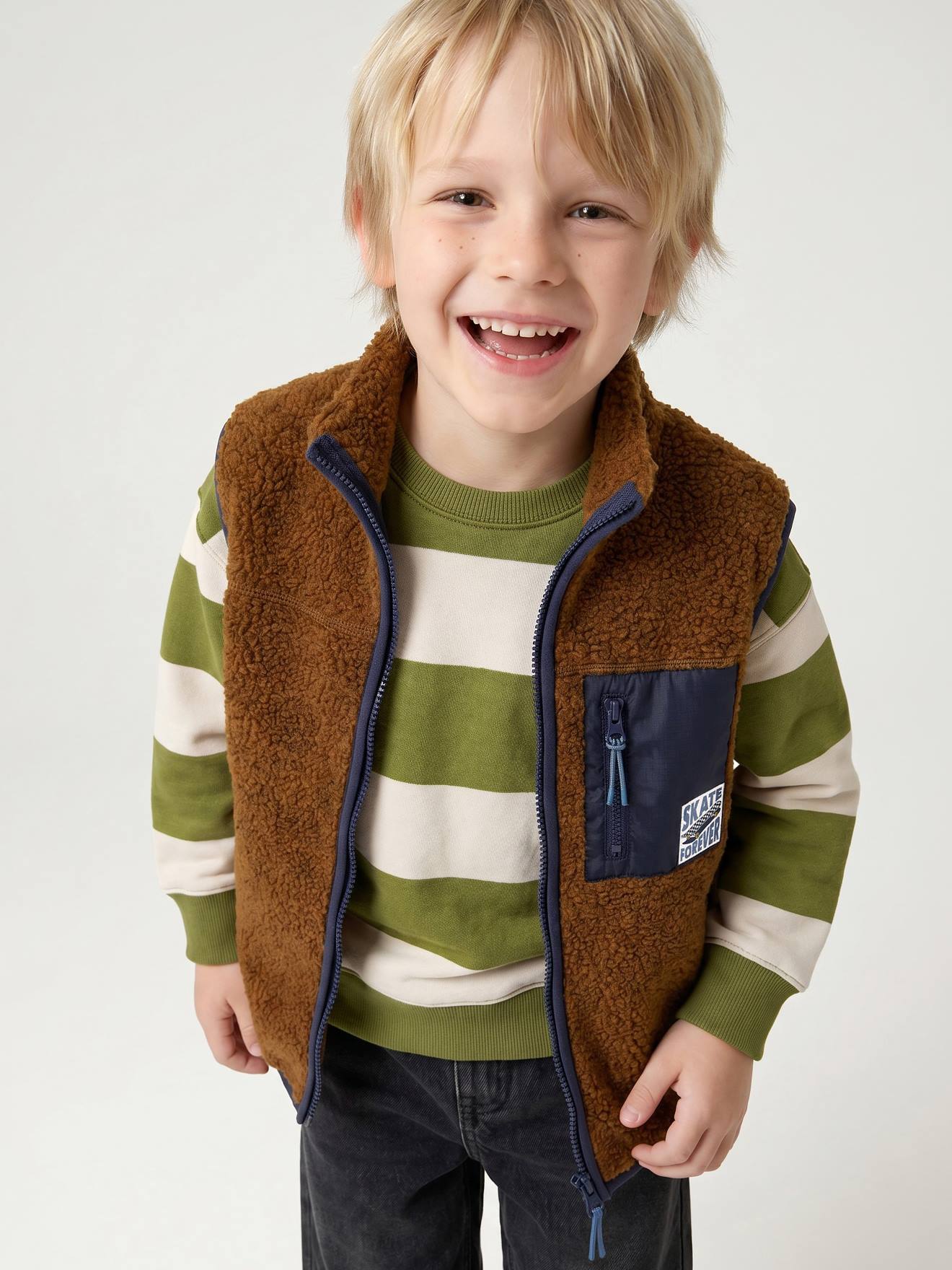 Gilet sans manches garçon caramel
