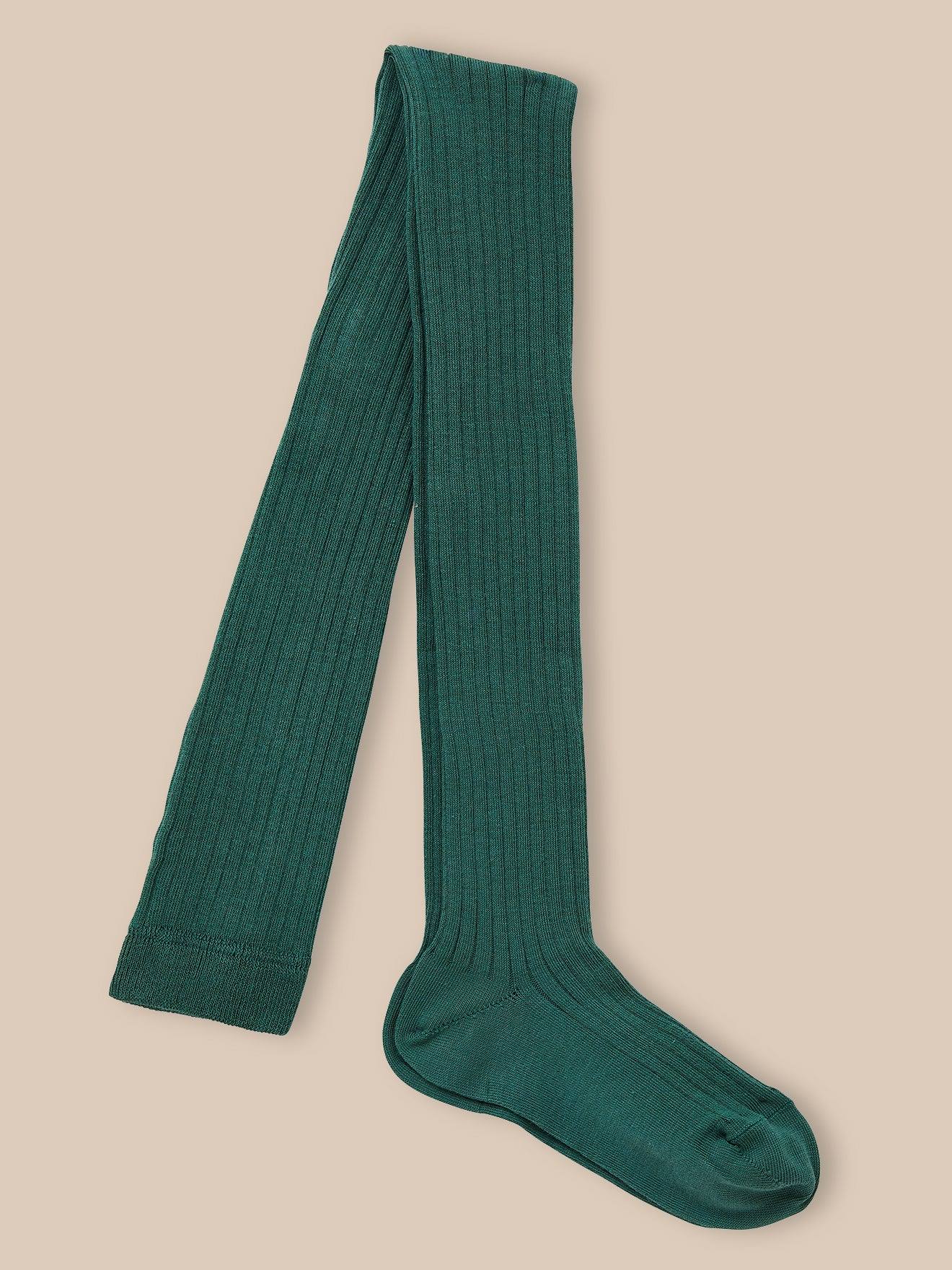Collants À Côtes Fille Vert Anglais