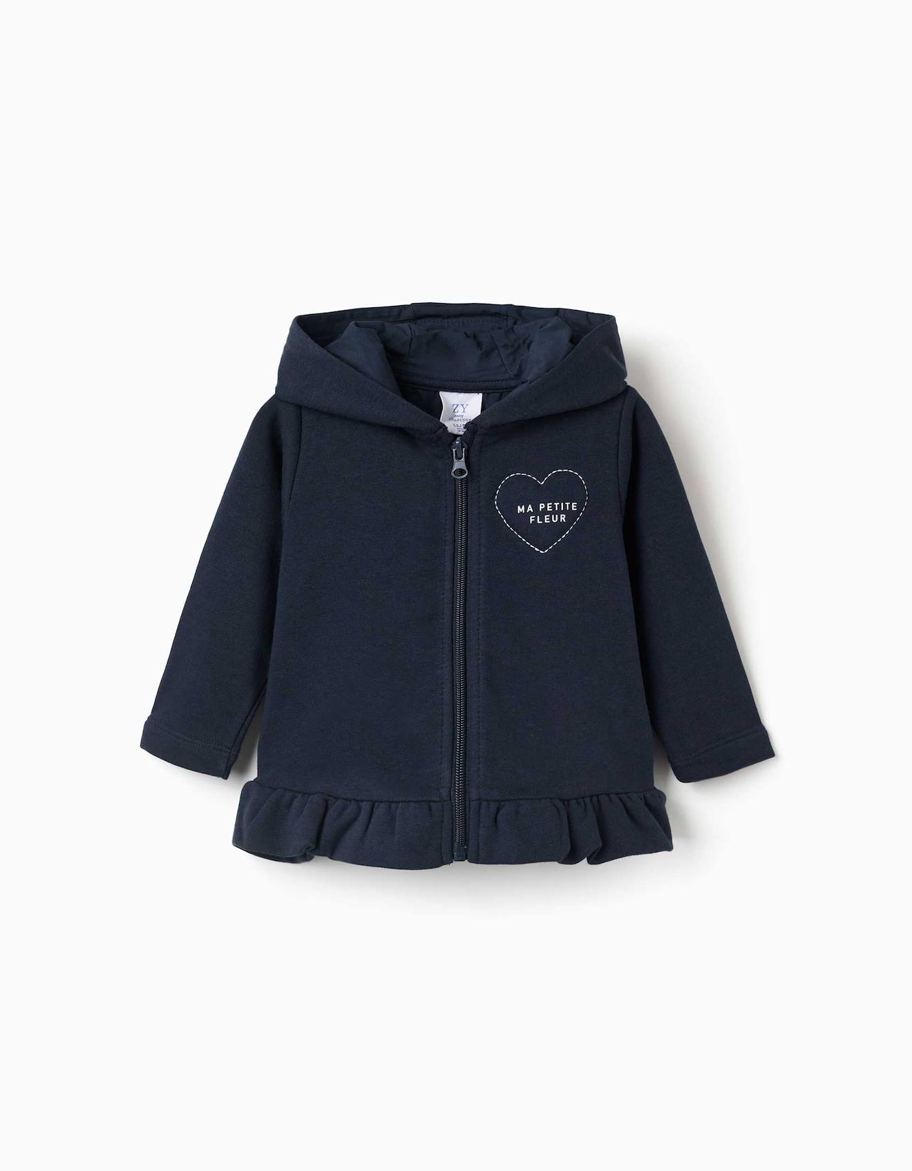 Sweat Zippé En Molleton À Capuche Avec Imprimé Bleu Foncé