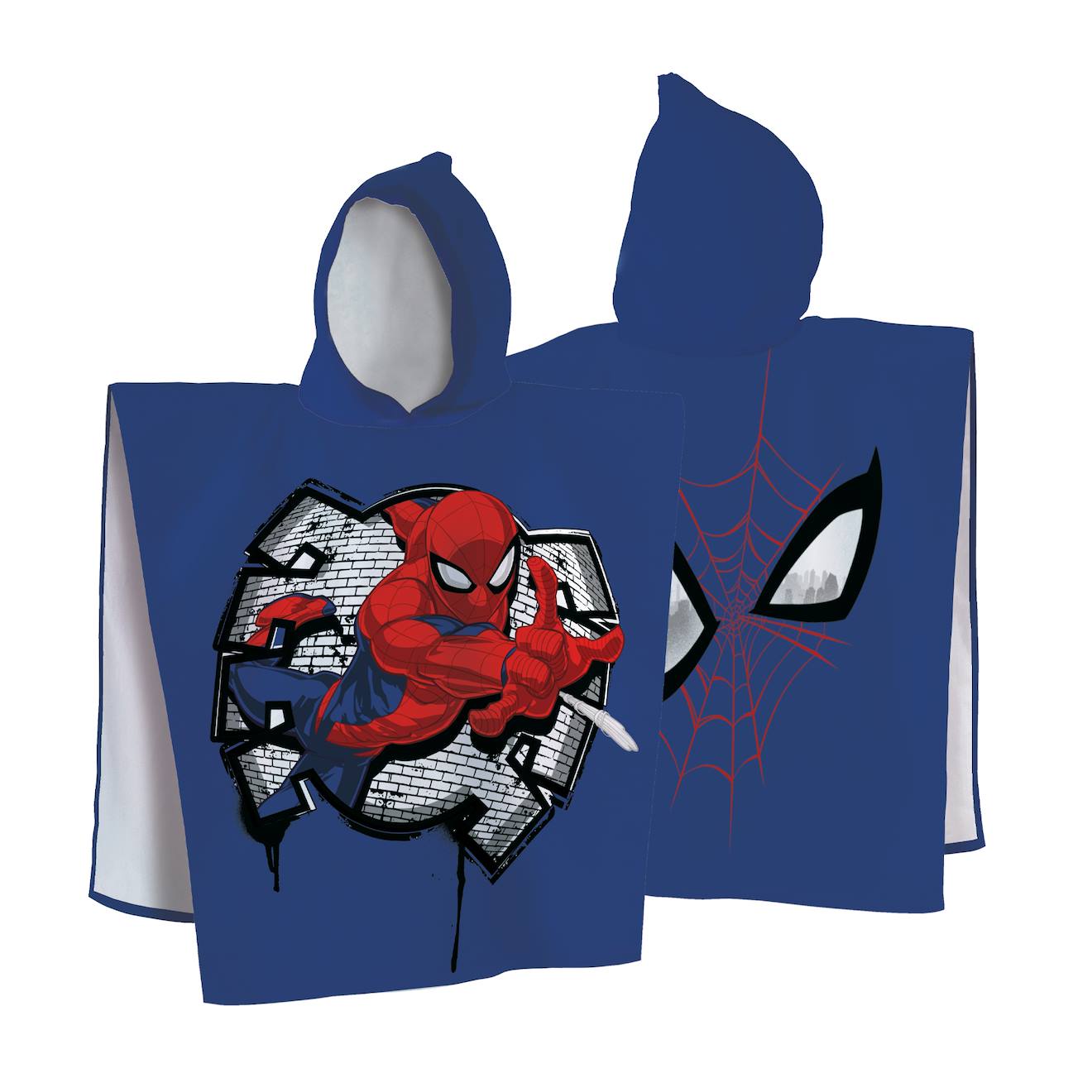 Cape De Bain Imprimée 100% Coton, Spiderman Hero Eyes Bleu