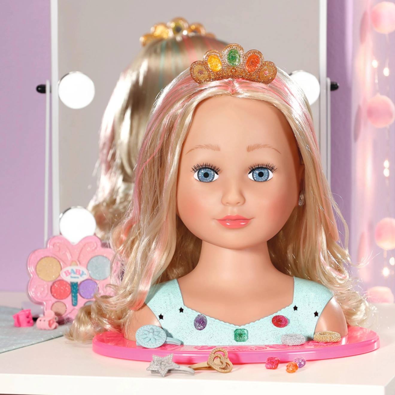 Tête À Coiffer Princesse Avec Maquillage Et Accessoires Multicolore