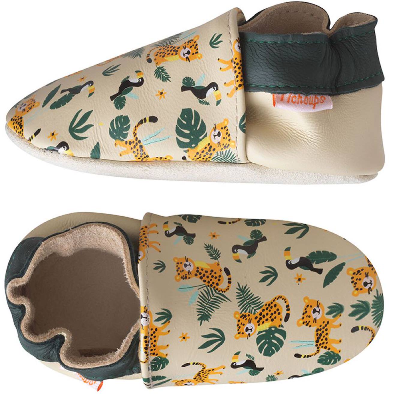 Chaussons Bébé Cuir Souple Romy Et Jules S'amusent Beige Chaussons Bébé Cuir Souple Romy Et Jules S'amusent Beige