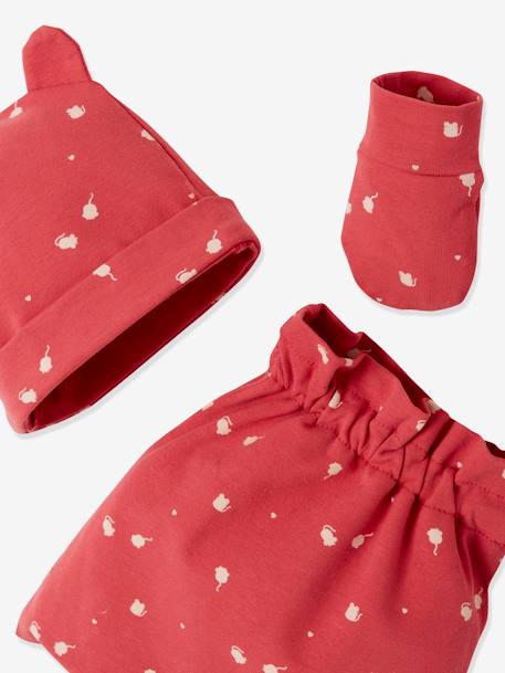 Kit bonnet + chaussons + gants et sac bébé bleu glacier imprimé+nude imprimé+rose foncé 6 - vertbaudet enfant 