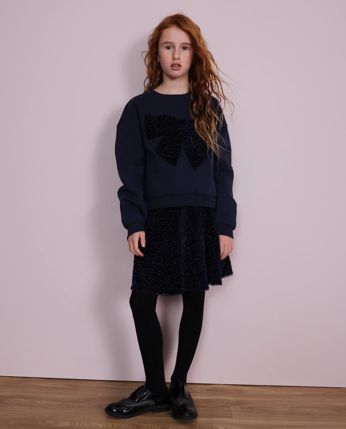 Jupe Fille À Sequins Avec Ceinture Élastique Bleu
