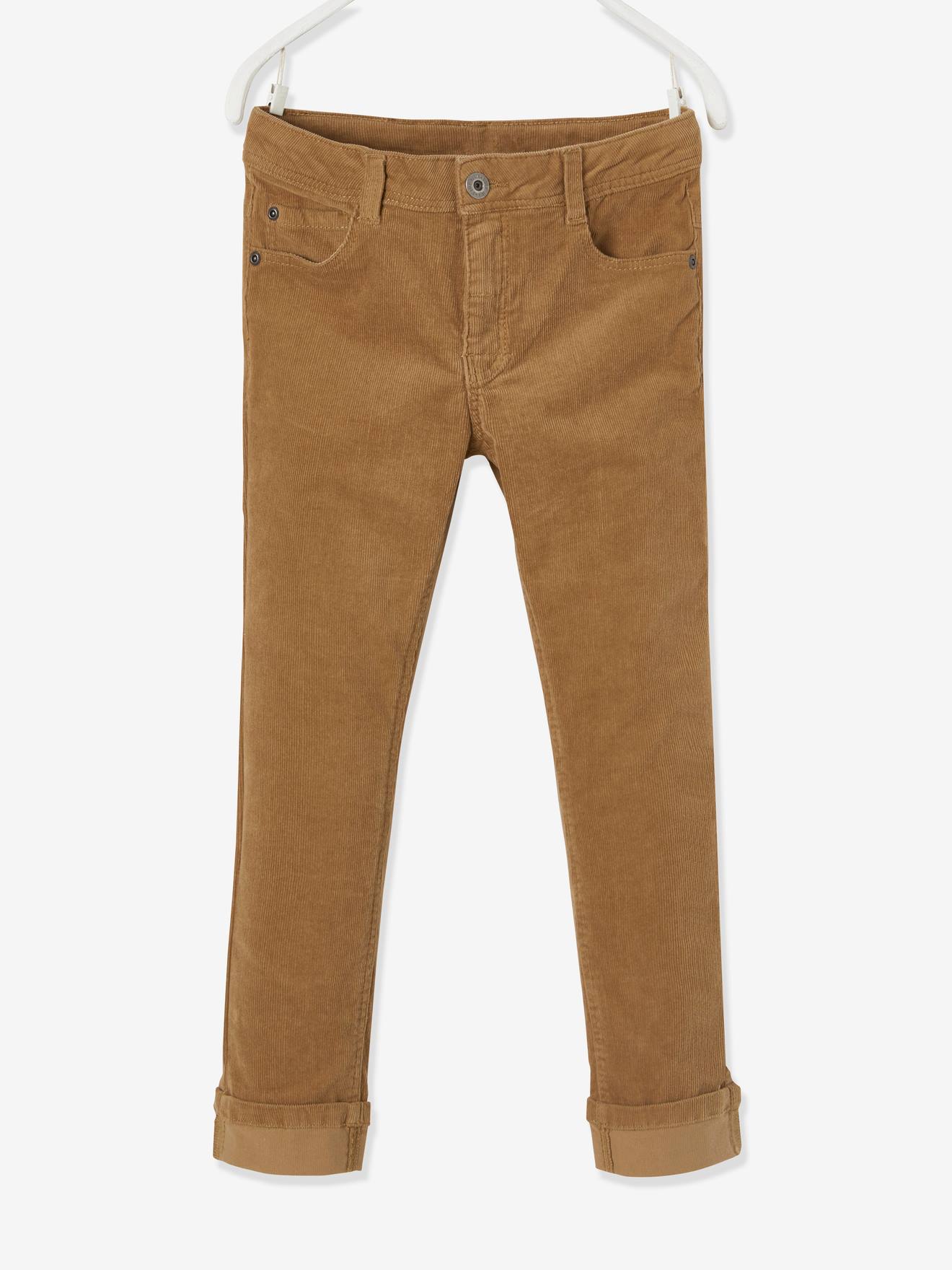 Pantalon slim velours garçon camel