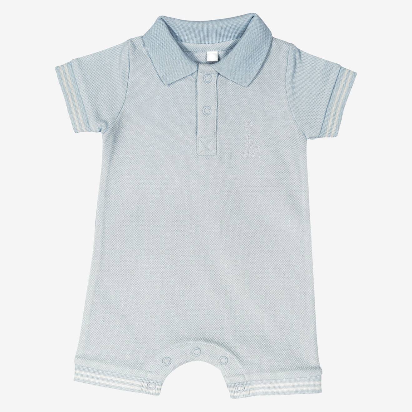 Combishort Bébé En Maille Piquée Bleu