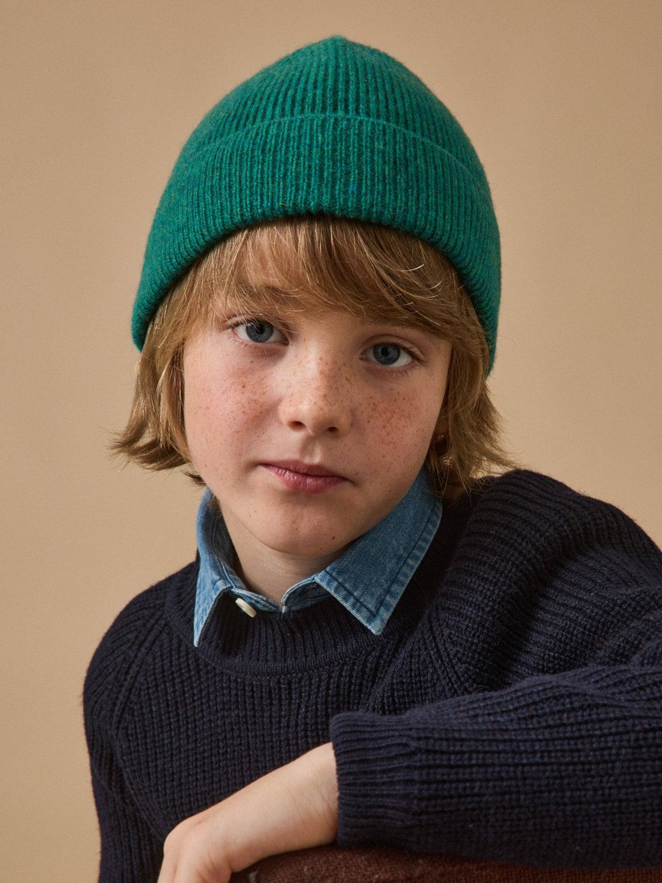 Bonnet En Laine Mérinos Enfant Green Bonnet En Laine Mérinos Enfant Green
