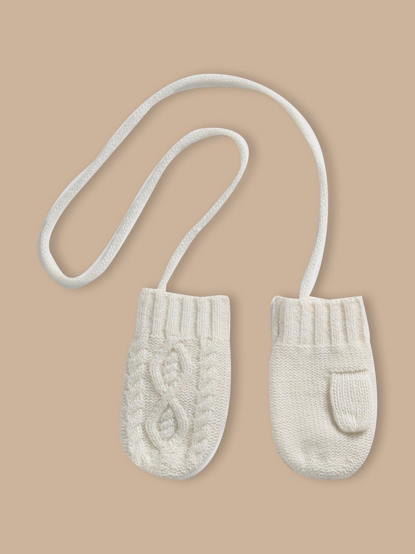 Moufles Torsadées Bébé Ecru