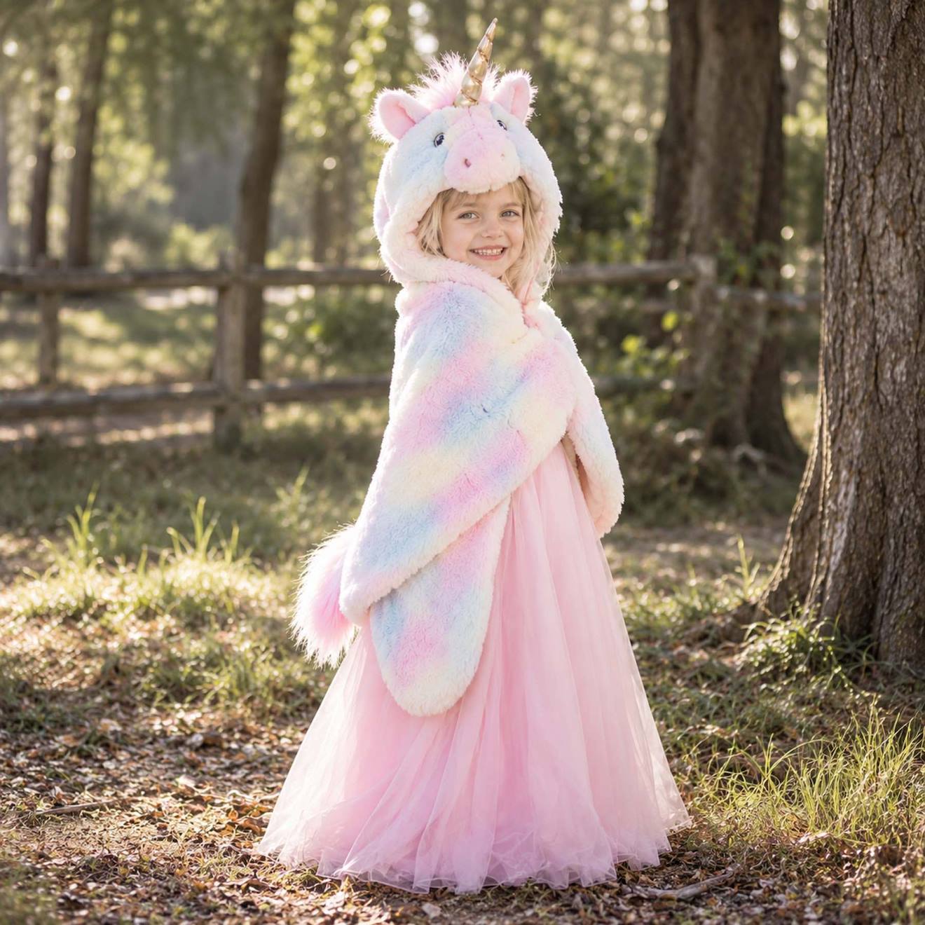 Déguisement Enfant Cape Licorne Arc En Ciel Super Douce Rose