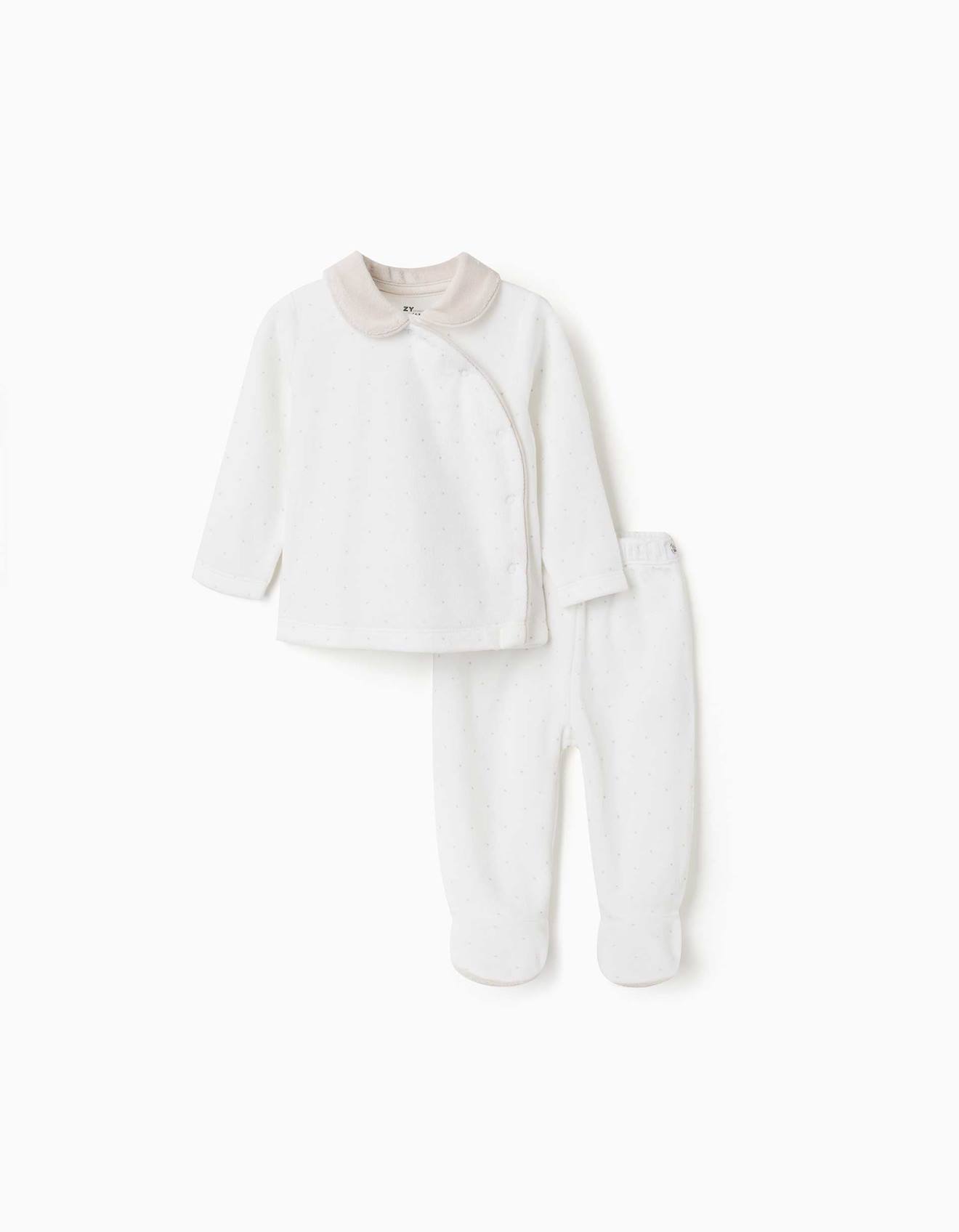 Pyjama En Velours Avec Motif À Pois Blanc