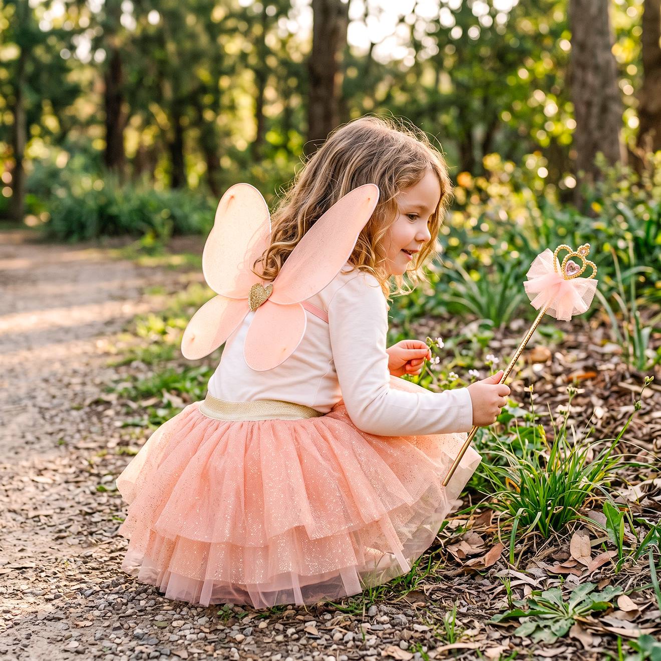 Déguisement Enfant Jupe Princesse Fée Avec Ailes Et Baguette Rose