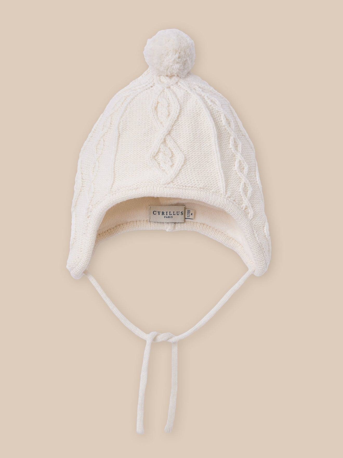 Bonnet Péruvien En Laine Doublé De Polaire – Bébé Ecru