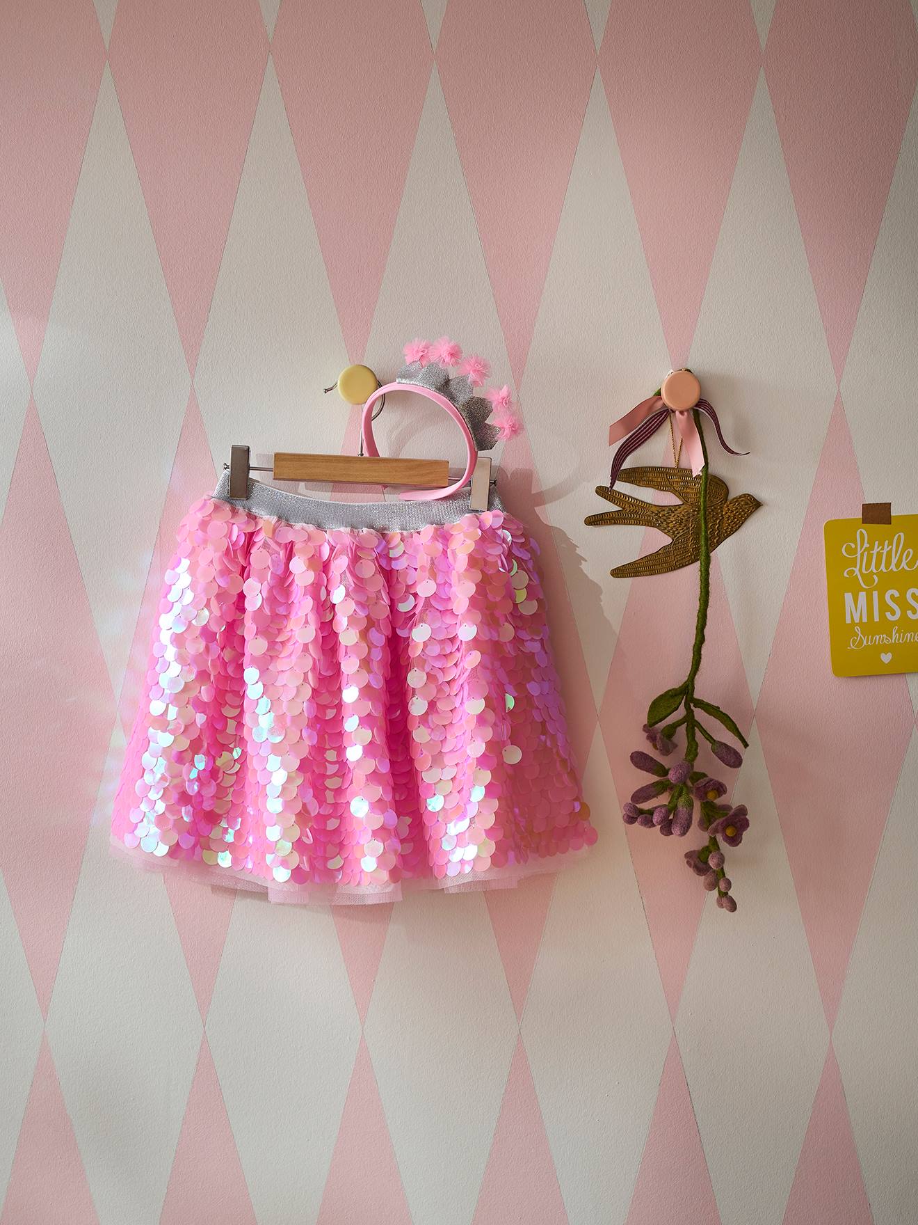 Jupon de déguisement + couronne rose