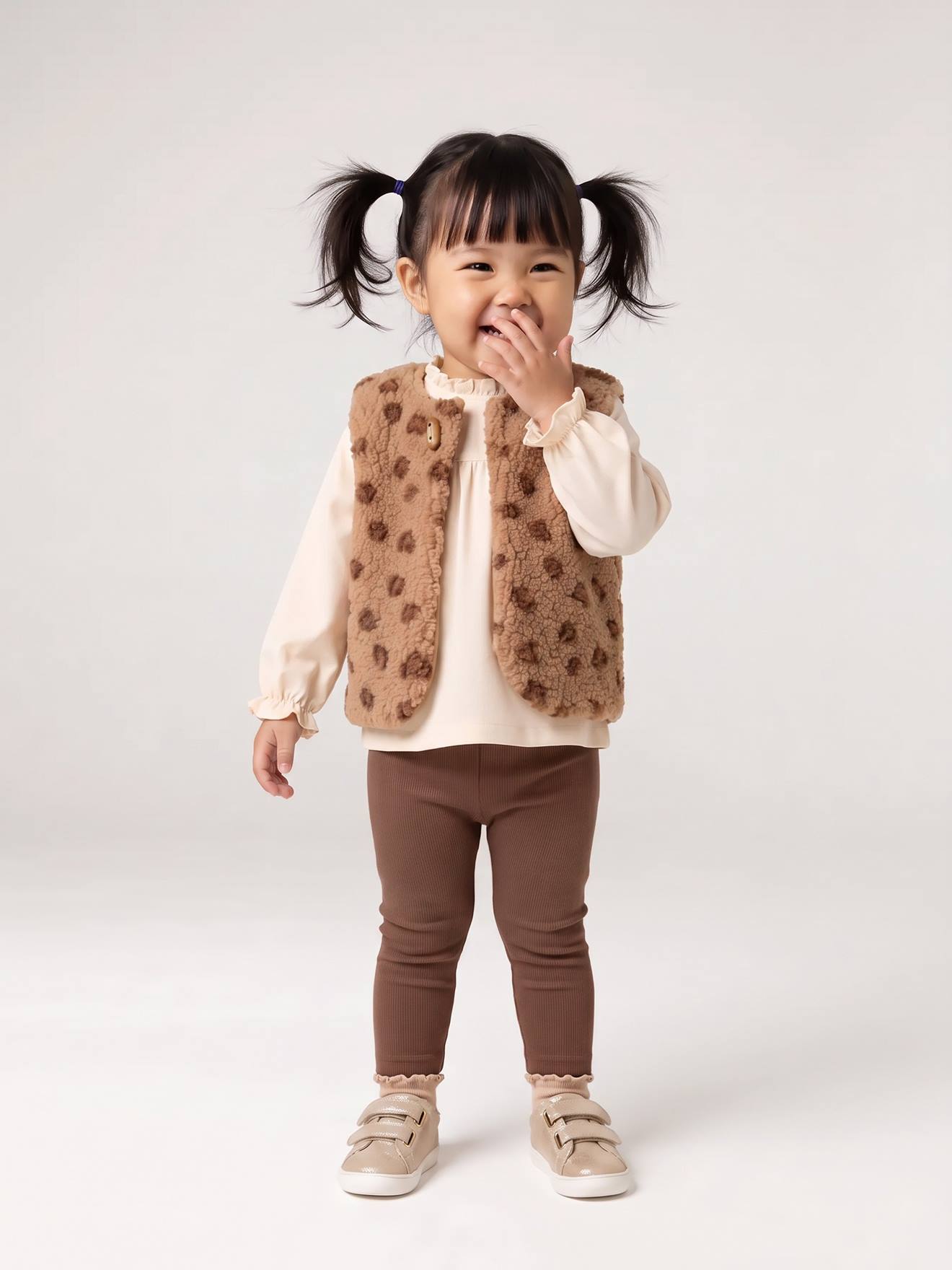 Ensemble 3 pièces bébé fille noisette