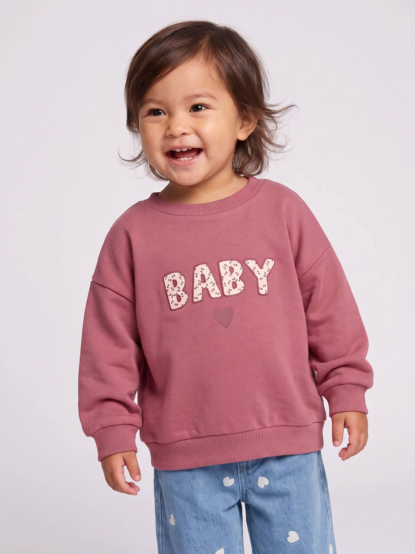 Sweat-shirt bébé fille message imprimé framboise