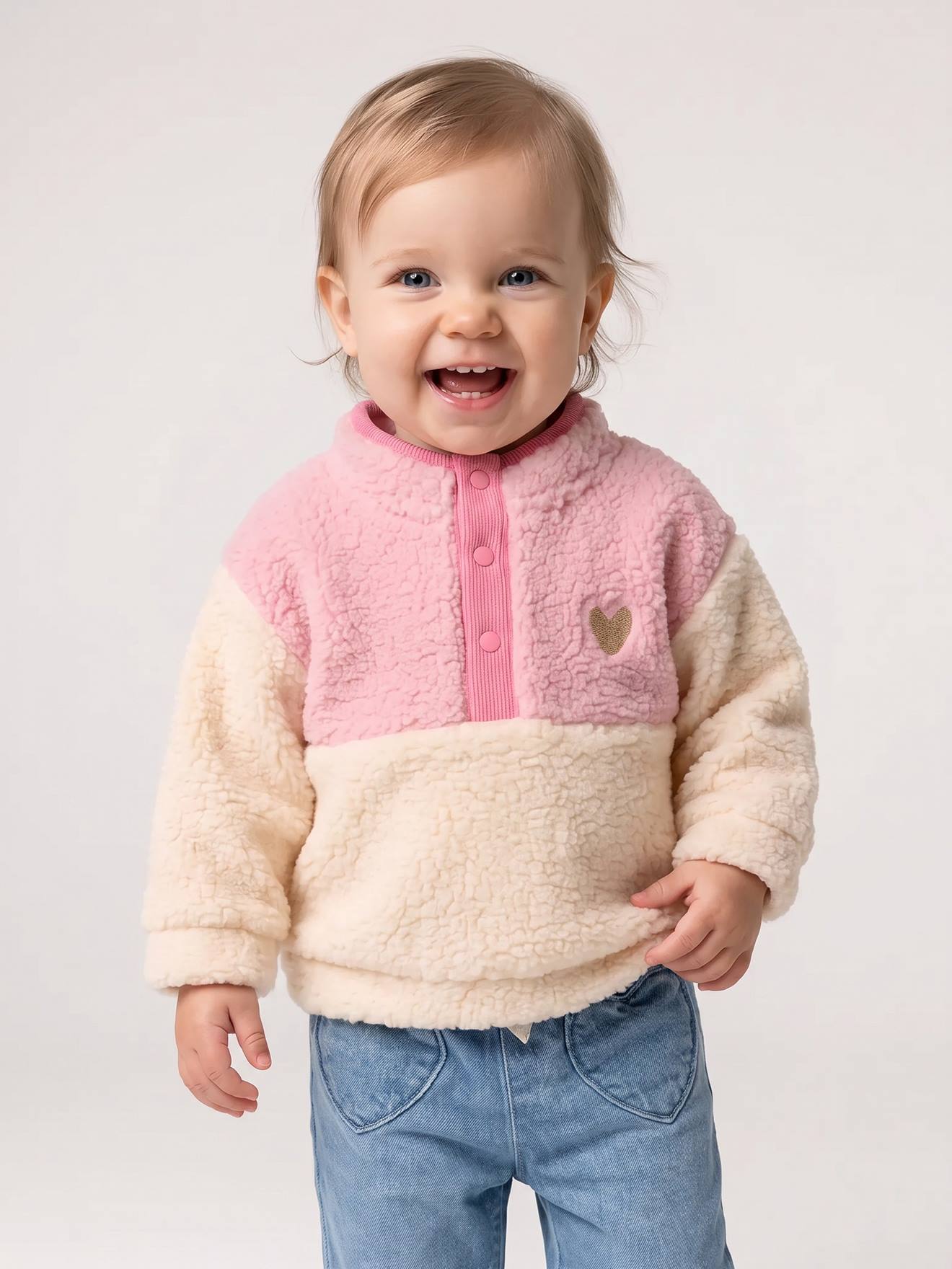 Sweat bébé fille manches longues rose