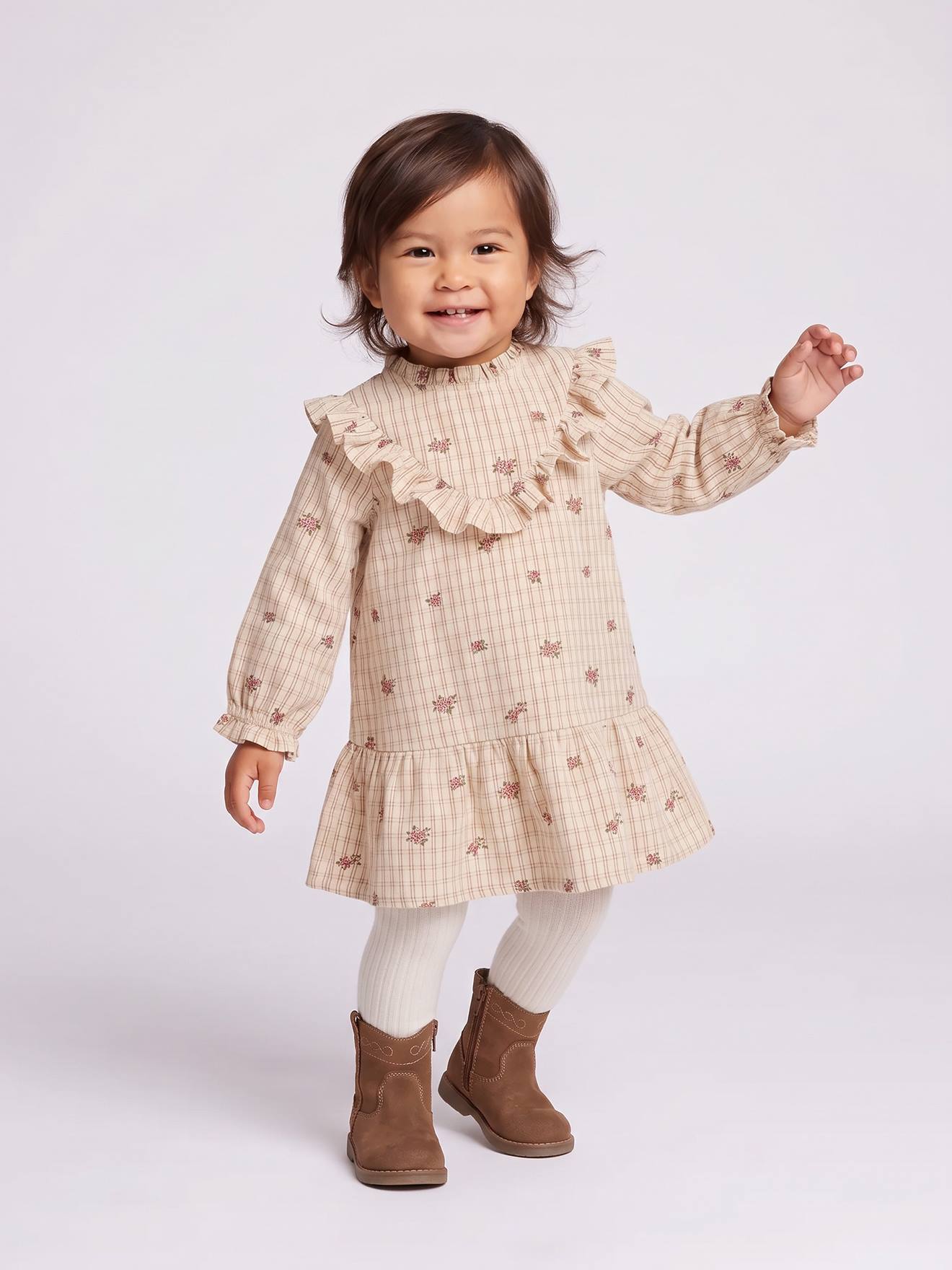 Robe bébé fille manches longues écru