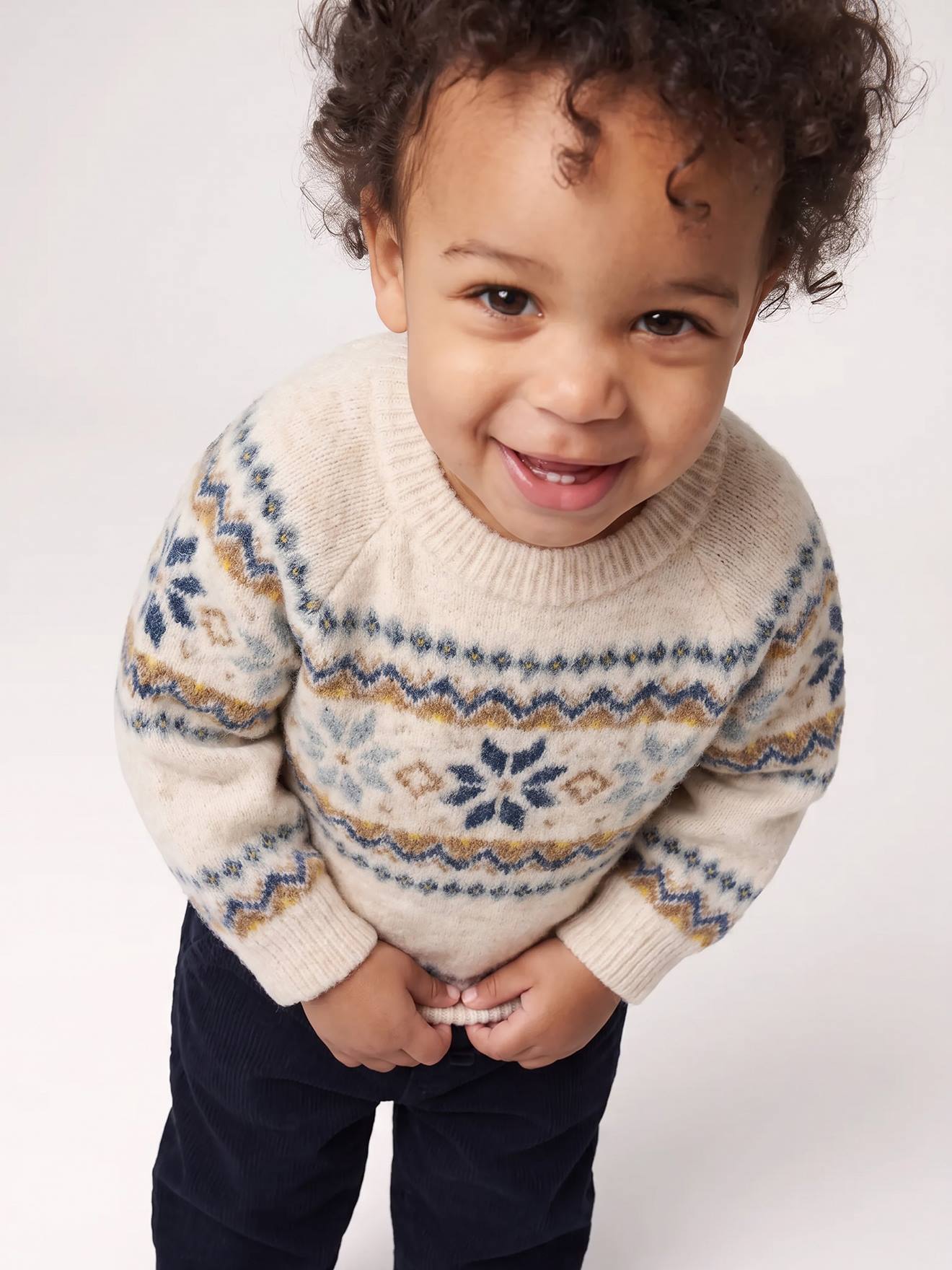 Pull bébé garçon manches longues beige chiné